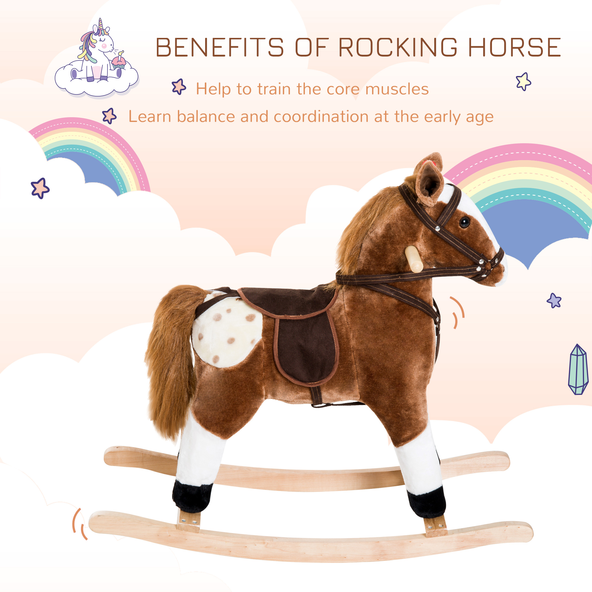 Kids Plush Toy Rocking Horse Pony Toddler Ride on Animal for Girls Pink Birthday Gifts with Realistic… image 5