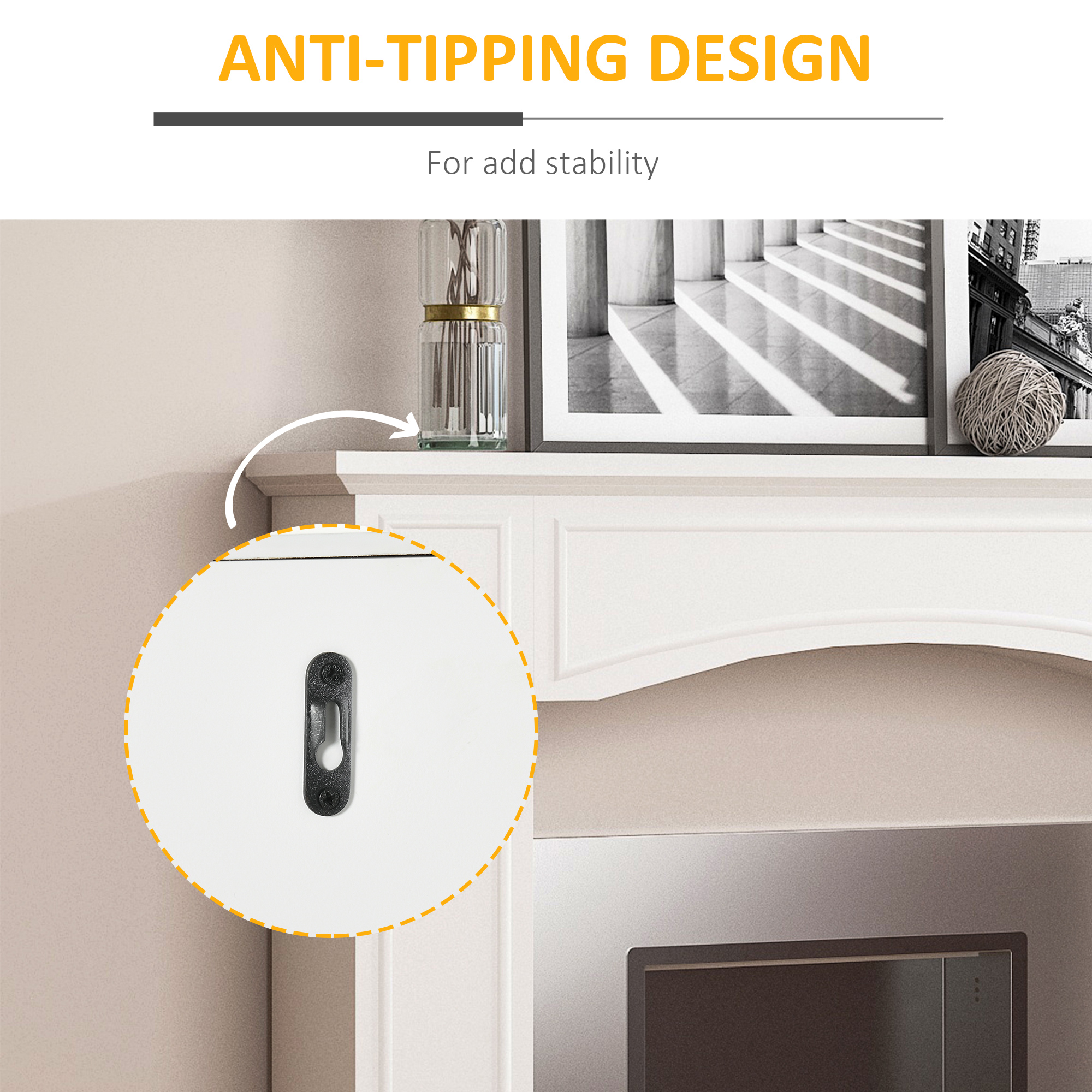 Modern Fireplace Mantel, Surround Mantels for Fireplace with Decorative Pattern Interior Width 29" White image 4