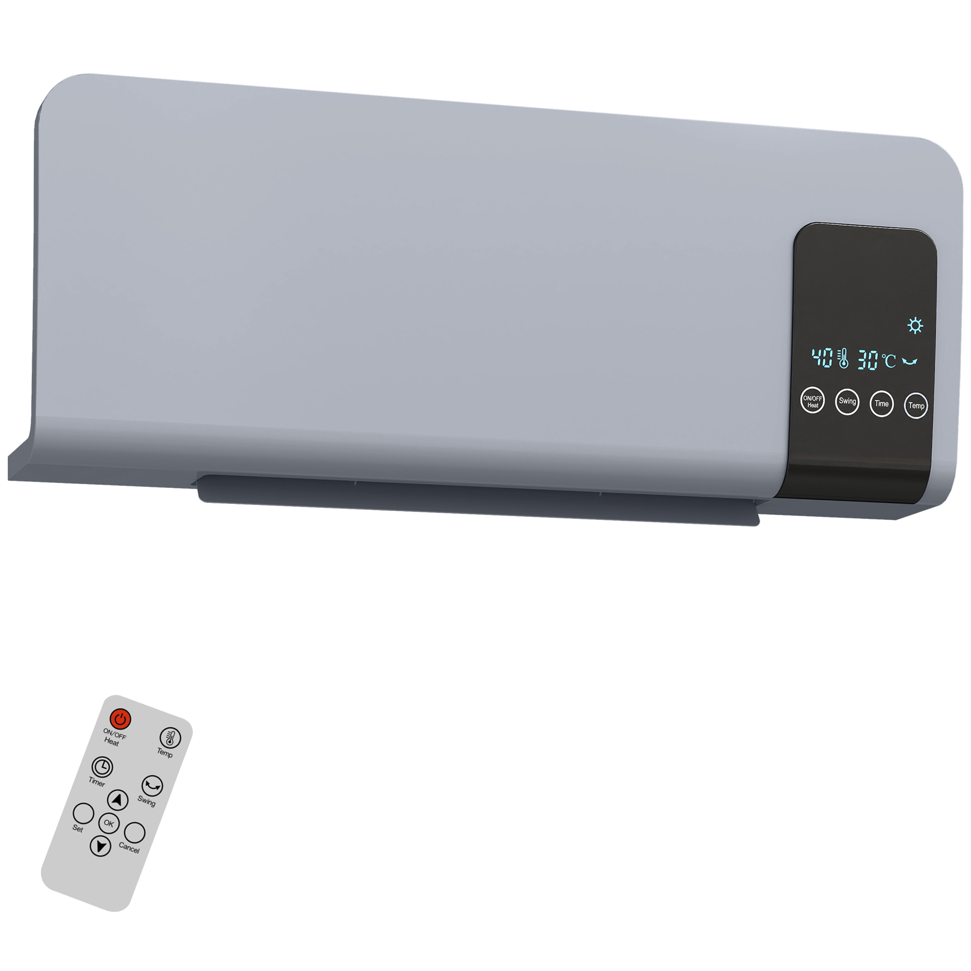2000W Wall Mounted Heater, 18-45C Temperature, Grey — image 2