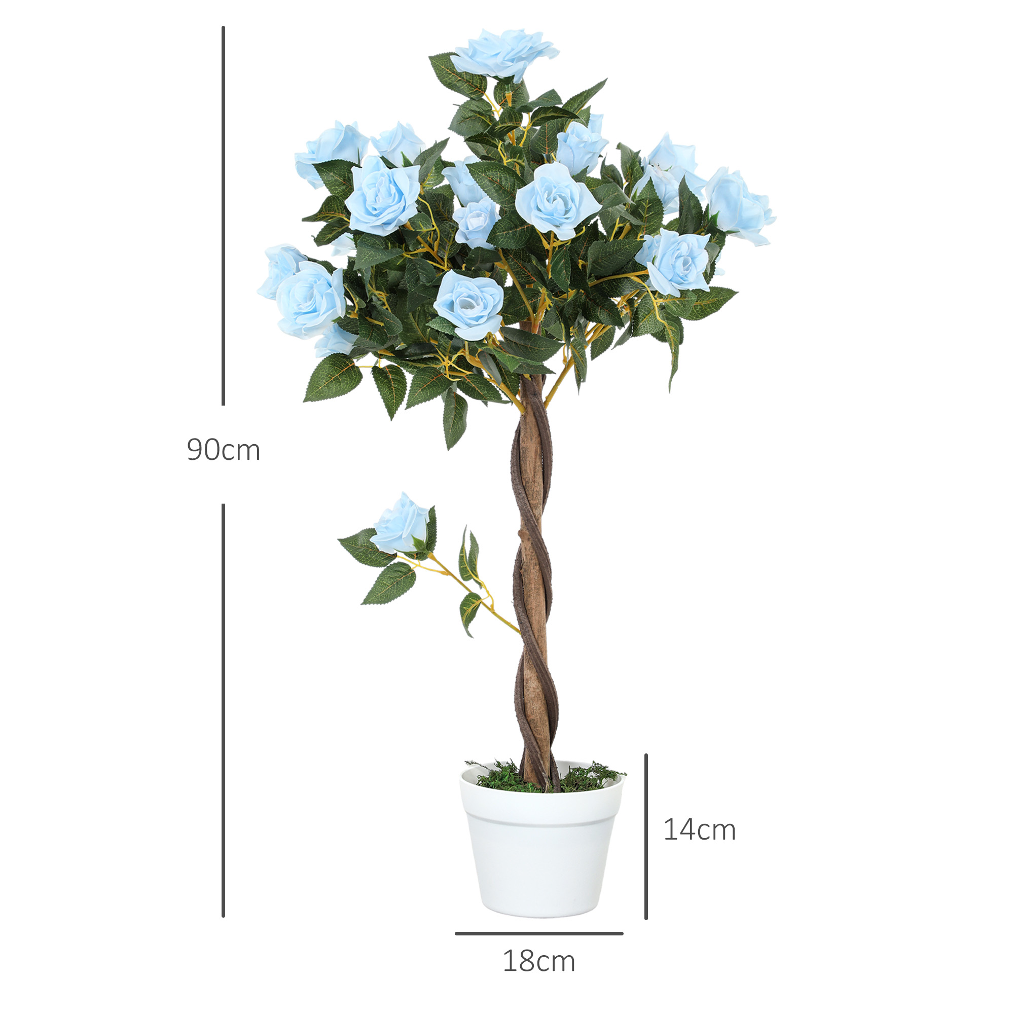 Set Of 2 Artificial Plants White Rose Floral In Pot, Fake For Home Indoor — image 5