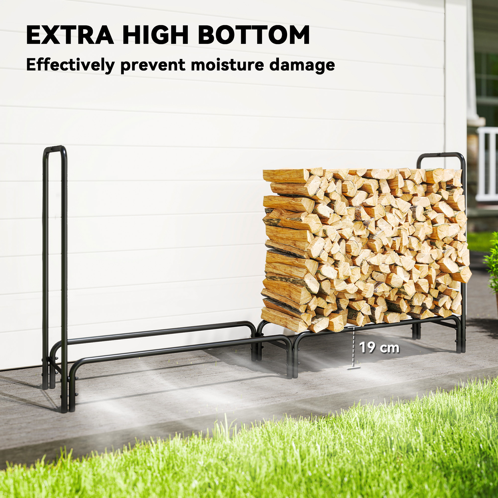 Firewood Rack With Waterproof Cover, Heavy Duty Metal Log Store Indoors — image 3