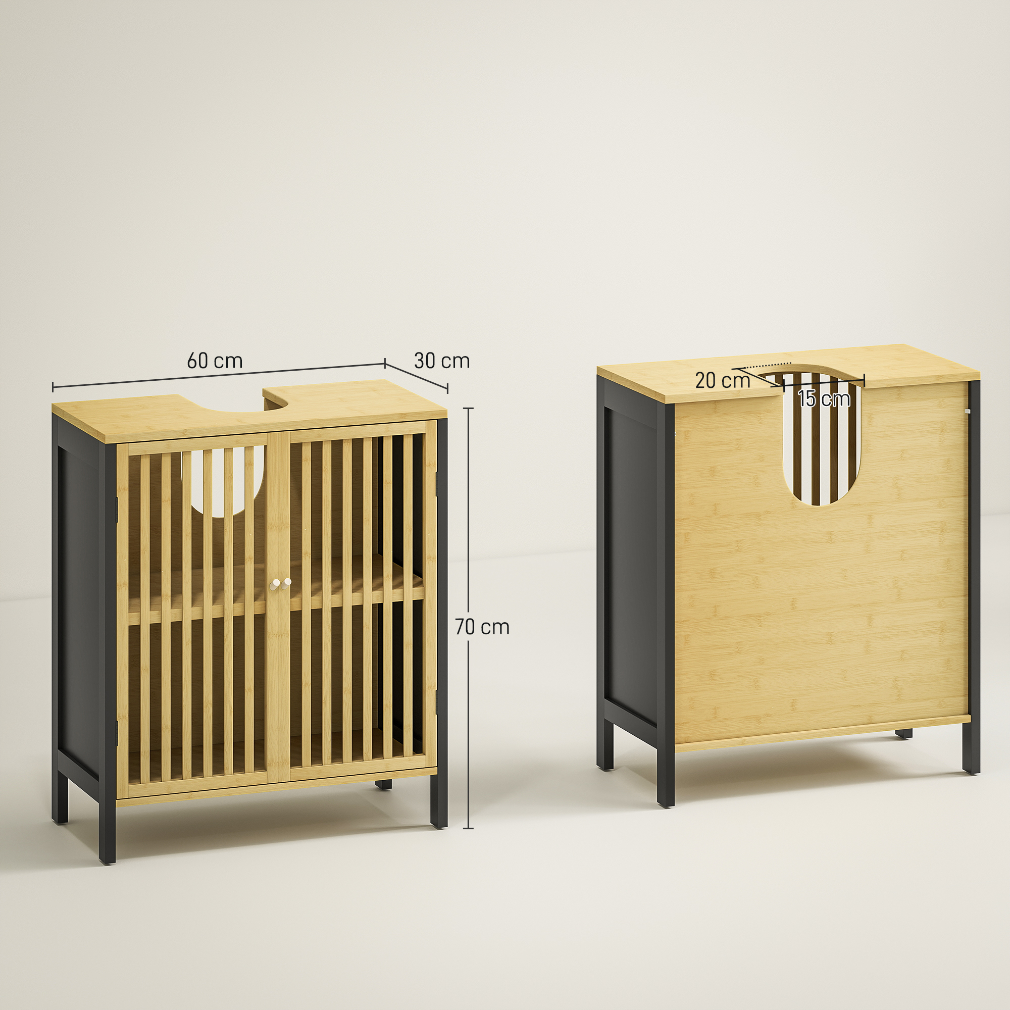 Bamboo-Blend Retro Cut-Out Under Sink Cabinet — image 5