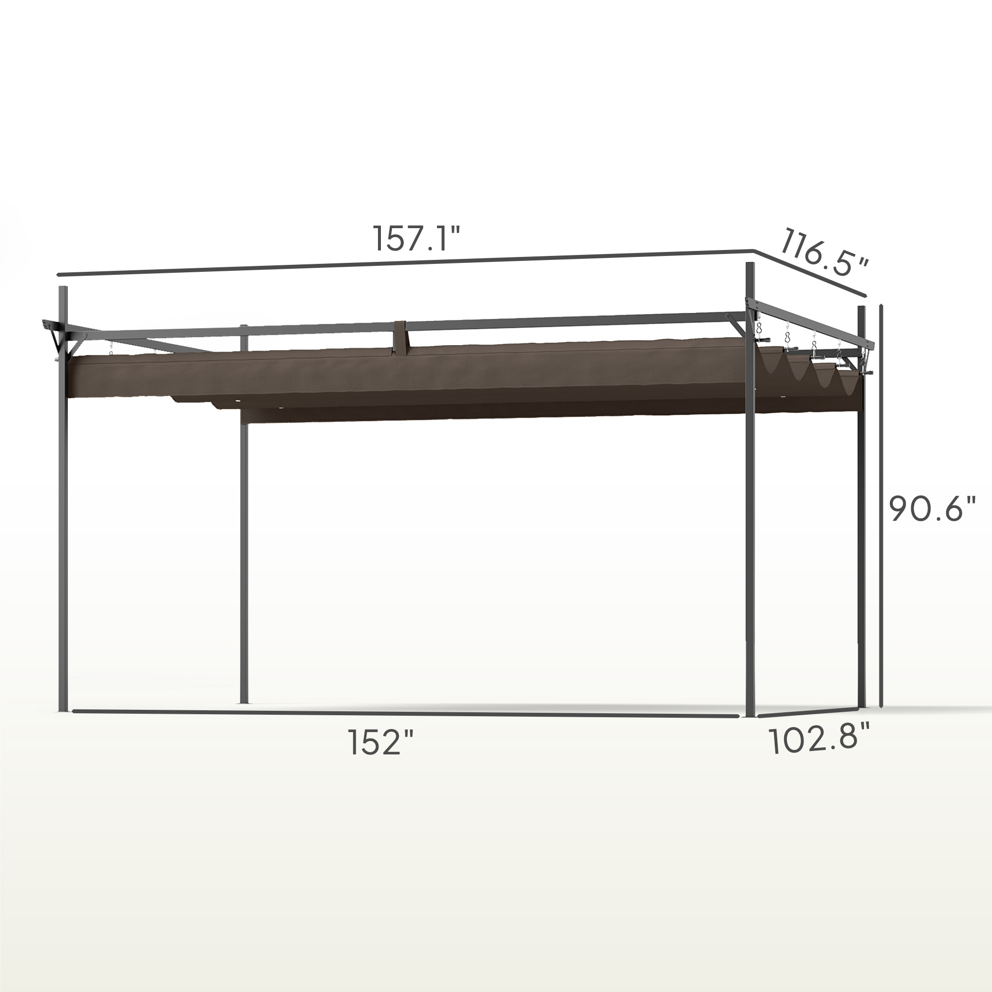 10' x 13' Metal Retractable Pergola Canopy, Outdoor Pergola for Garden, Patio, Backyard, Deck, Brown - Image 5