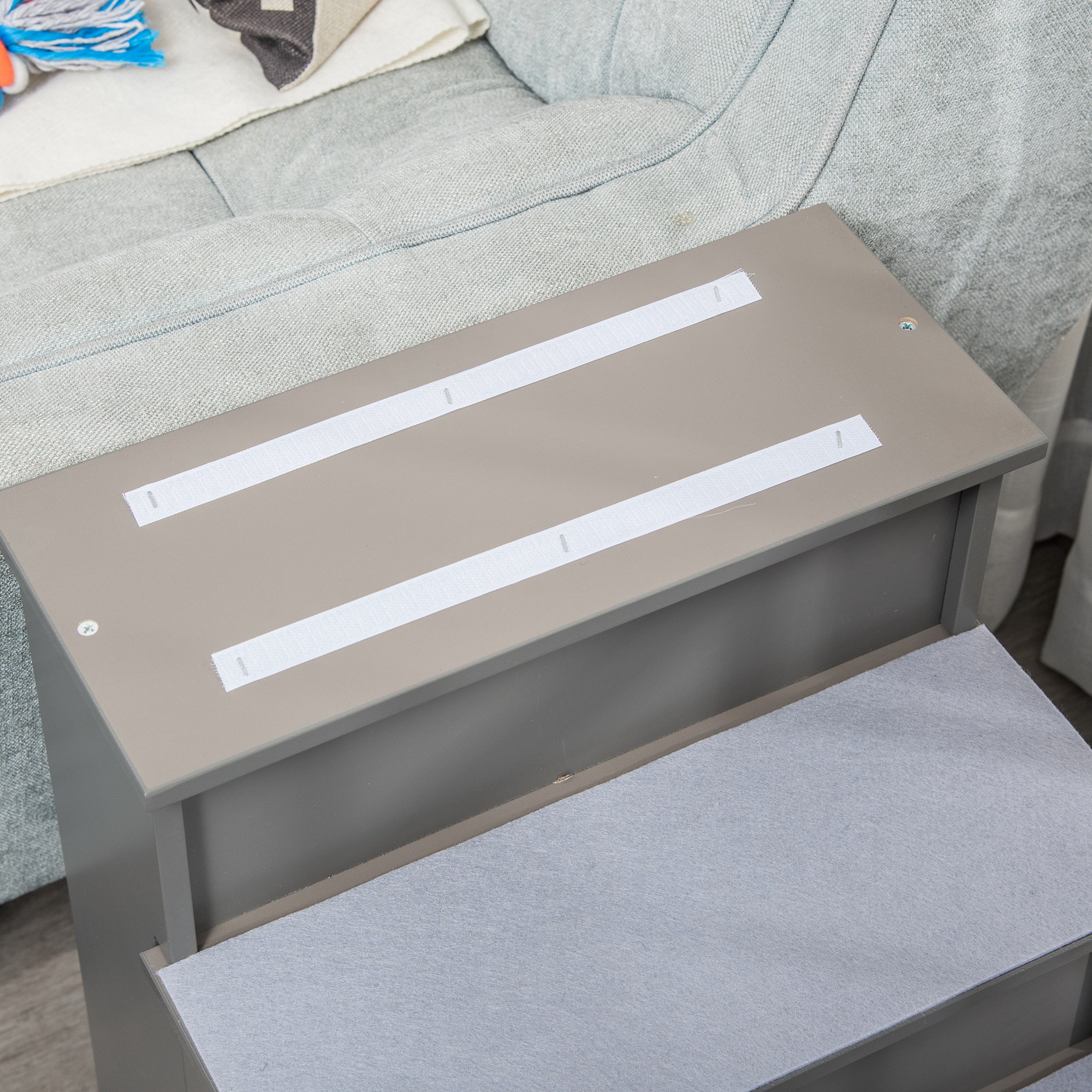  Pet Stairs, Small Dog Steps for Couch Bed with Cushioned Removable Covering, 15.75" x 23.25" x 21.25", Grey