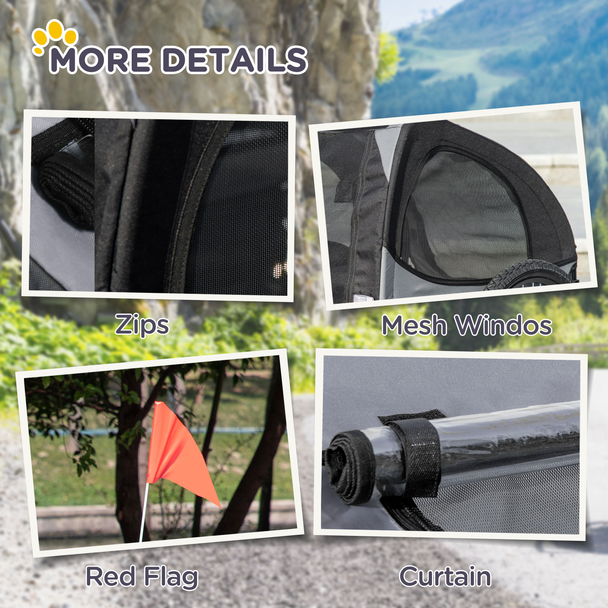 Dog Bike Trailer, Pet Stroller with Wheels for Medium Dogs, Black