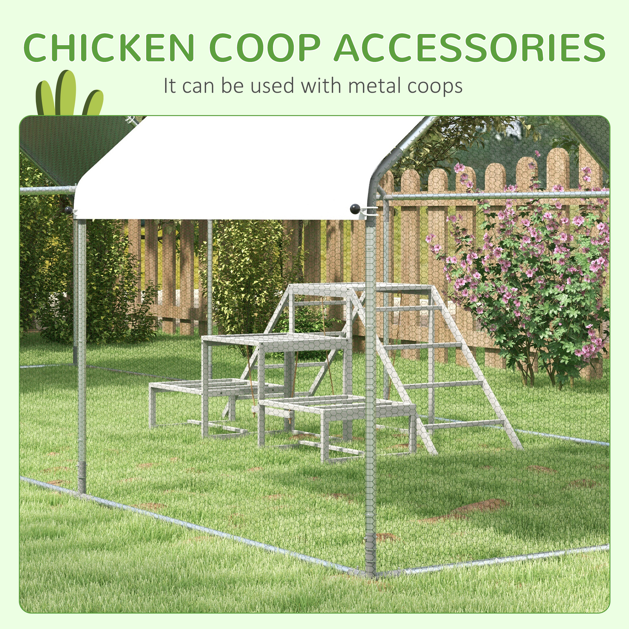  Chicken Roost Toys for Chickens Hens, Coop Accessories with Wood Stand, Ladder Platforms, for 10-15 Chickens