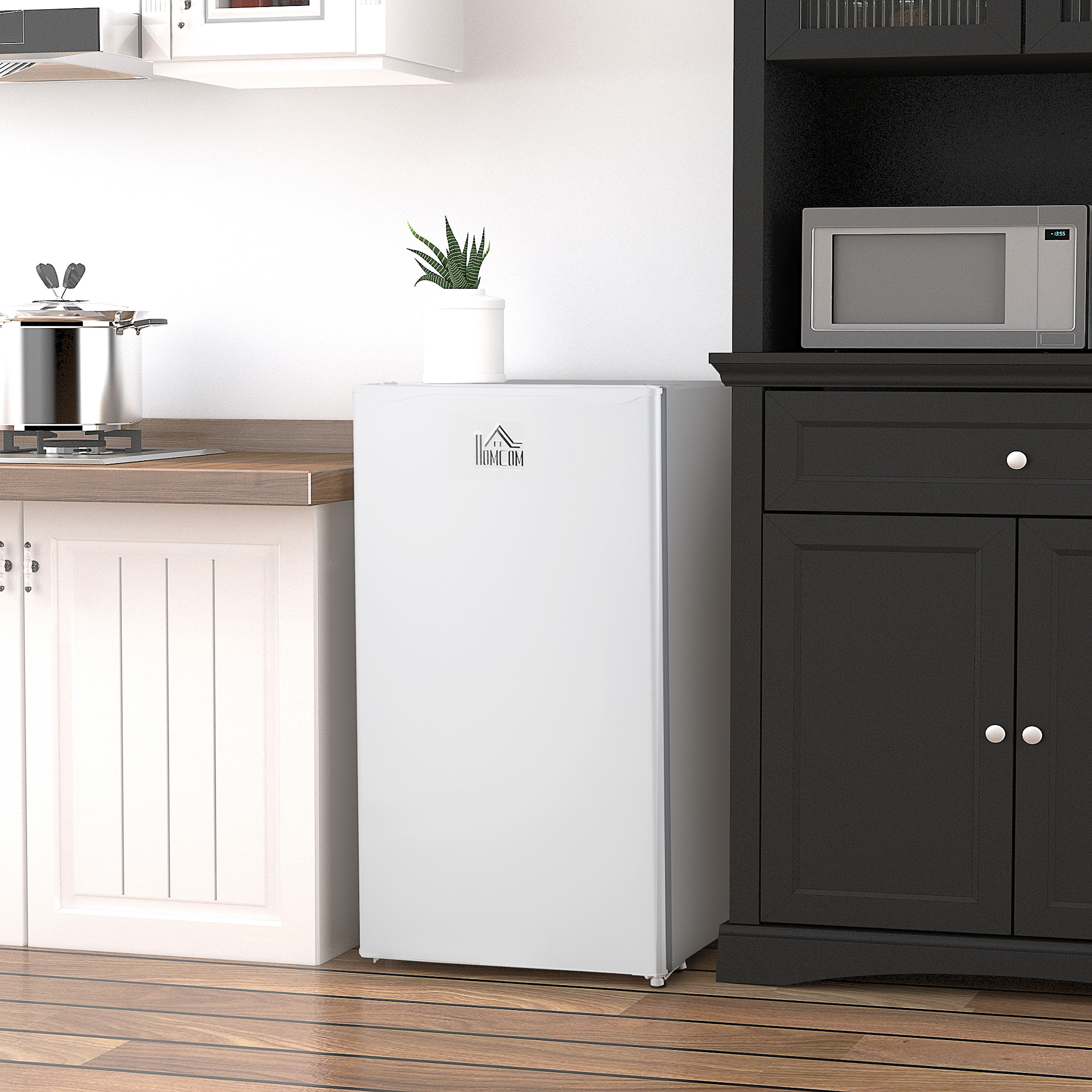  Mini Fridge with Freezer, 3.2Cu.Ft Compact Refrigerator with Adjustable Shelf, Mechanical Thermostat and Reversible Door for Bedroom, Dorm, White