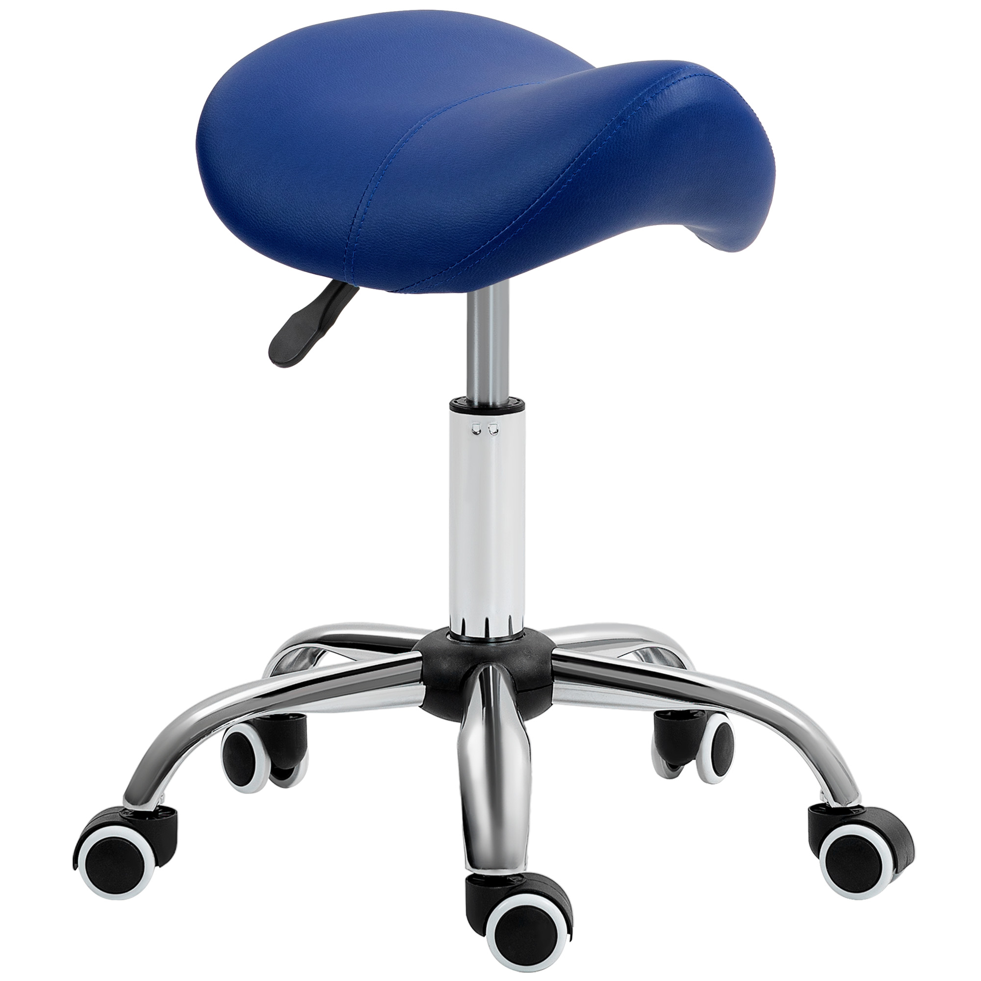Saddle Stool, Height Adjustable Salon Chair For Massage Spa, Faux Leather, Dark — image 2