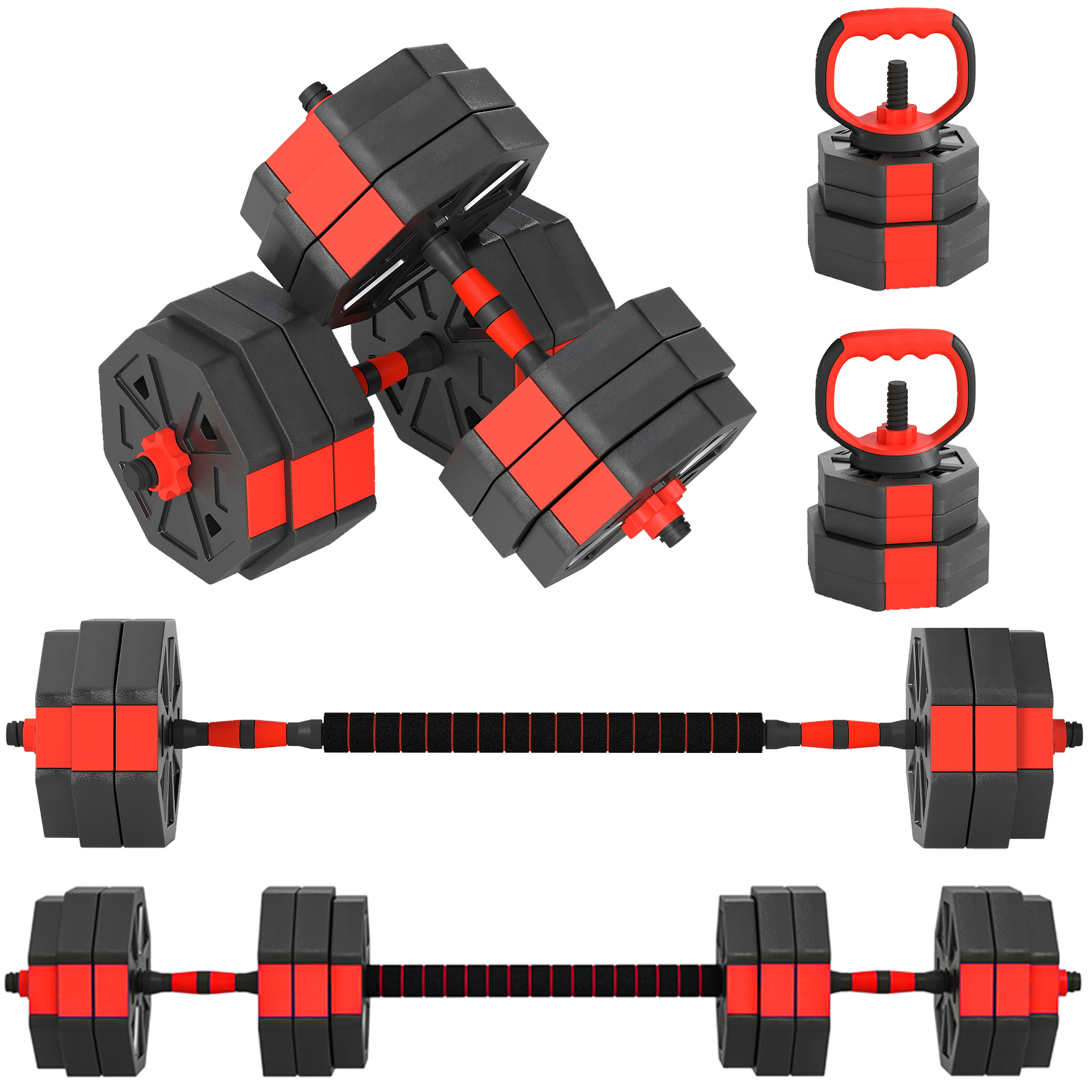 SPORTNOW ensemble d'haltères réglables 4 en 1, utilisé comme kettlebell, haltère