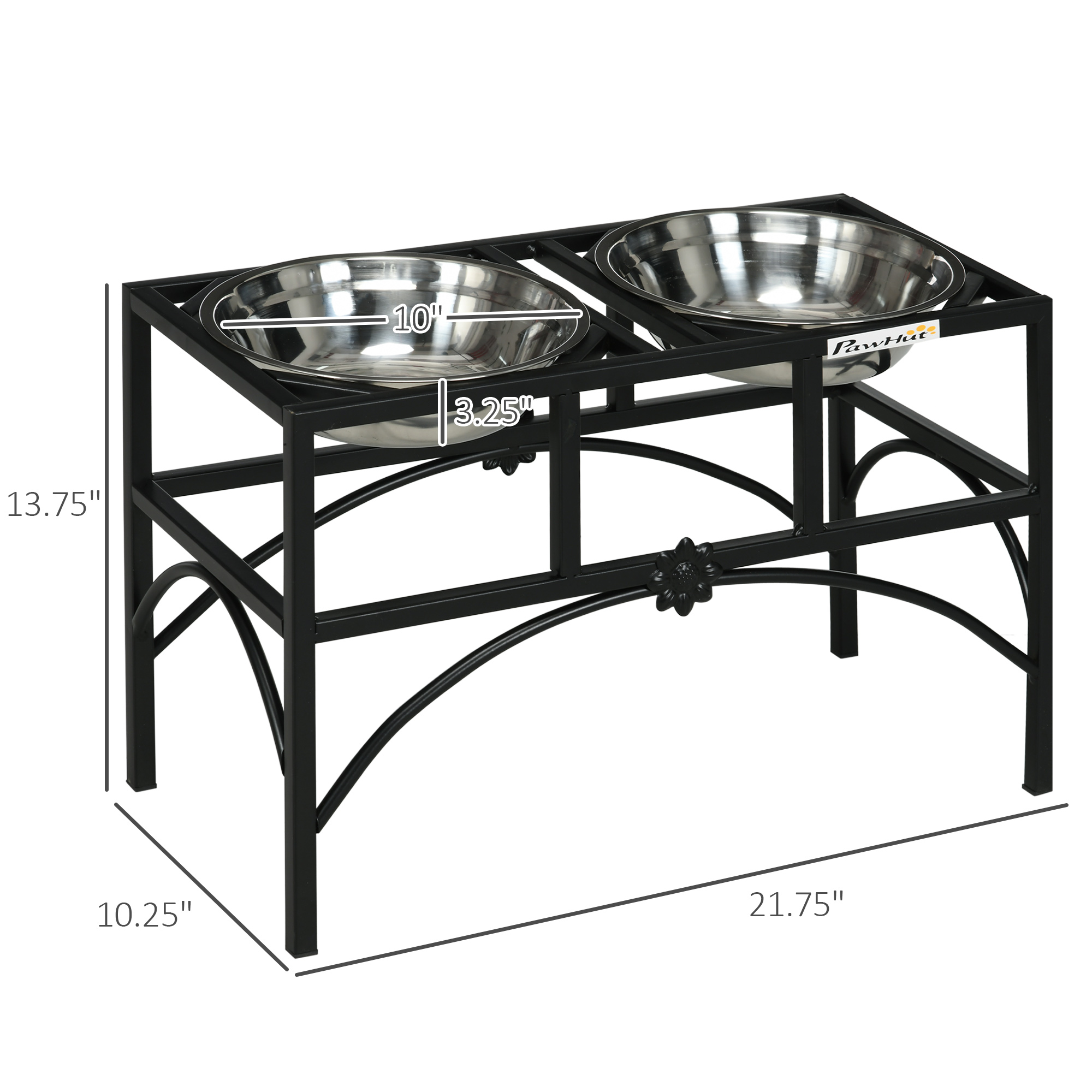  Elevated Dog Bowls, Double Stainless Steel Heavy Duty Dog Food Bowl Elevated Pet Feeding Station, 14" H