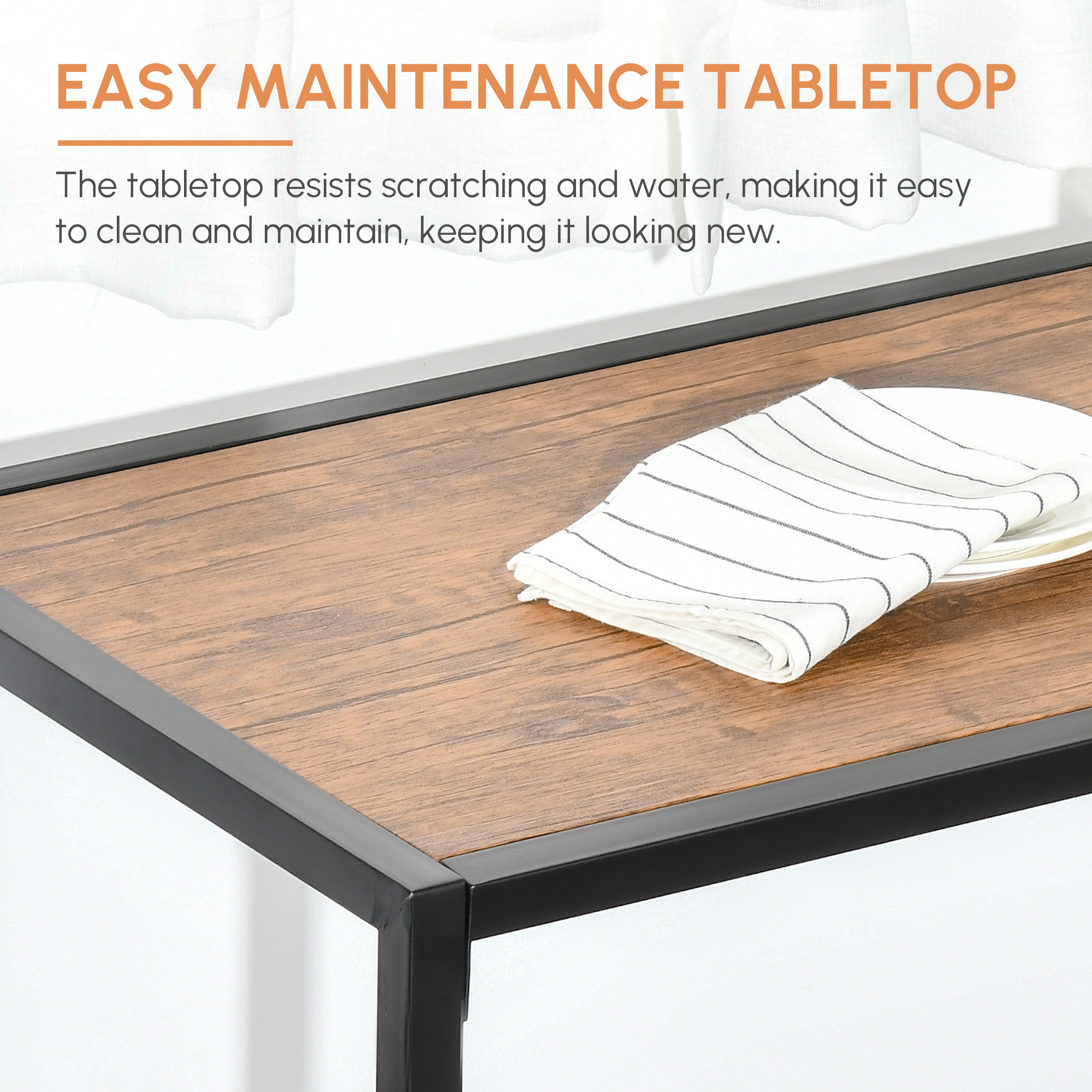 3-Piece Industrial Dining Table Set for 2 — photo 3