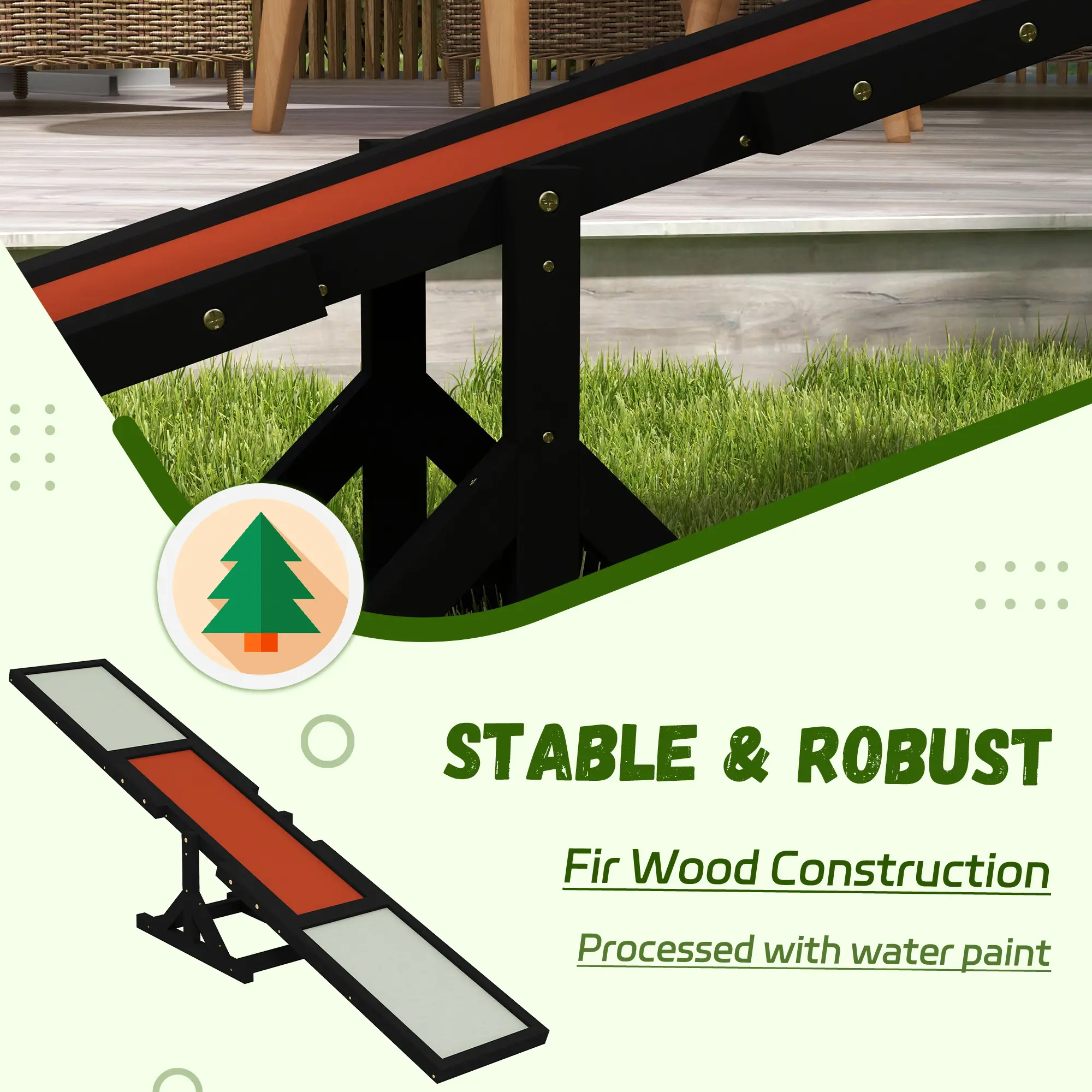 Wooden Dog Agility Seesaw for Training and Exercise, Black