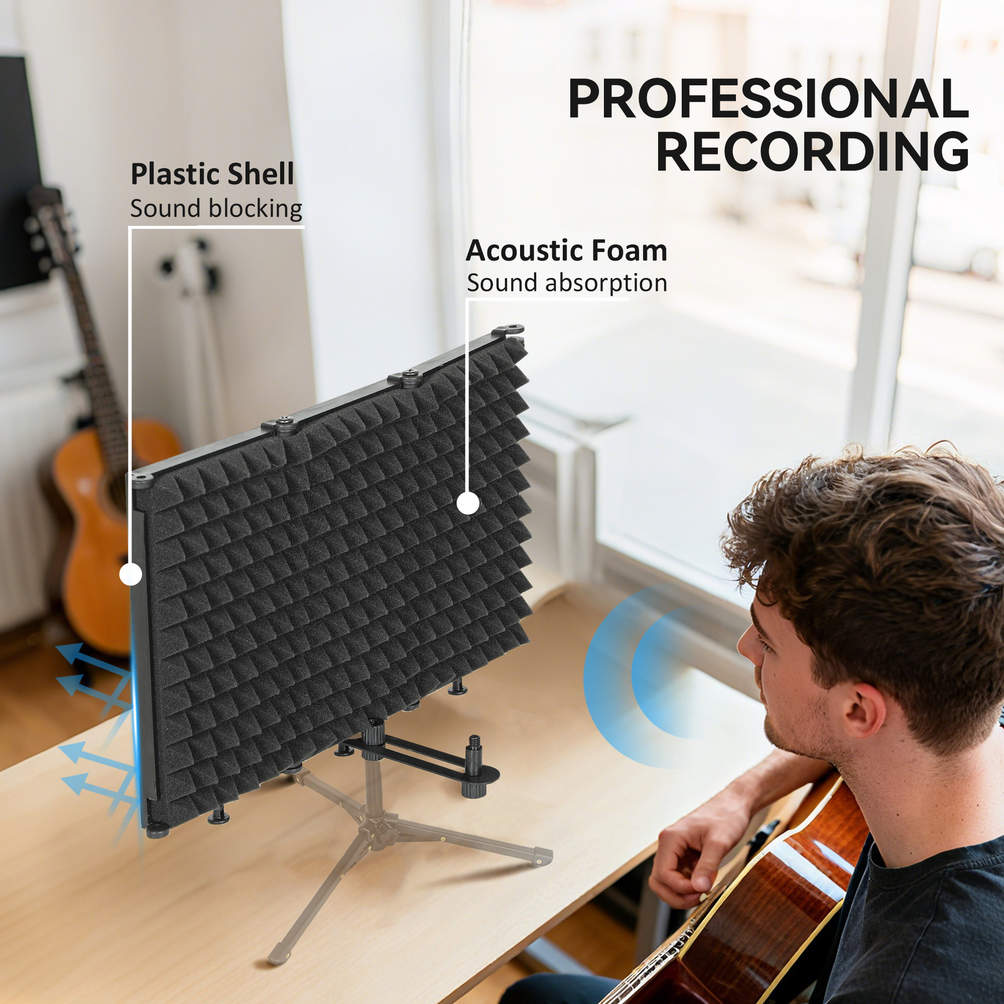 Studio Microphone Isolation Shield, Foldable Adjustable Recording Equipment — image 4