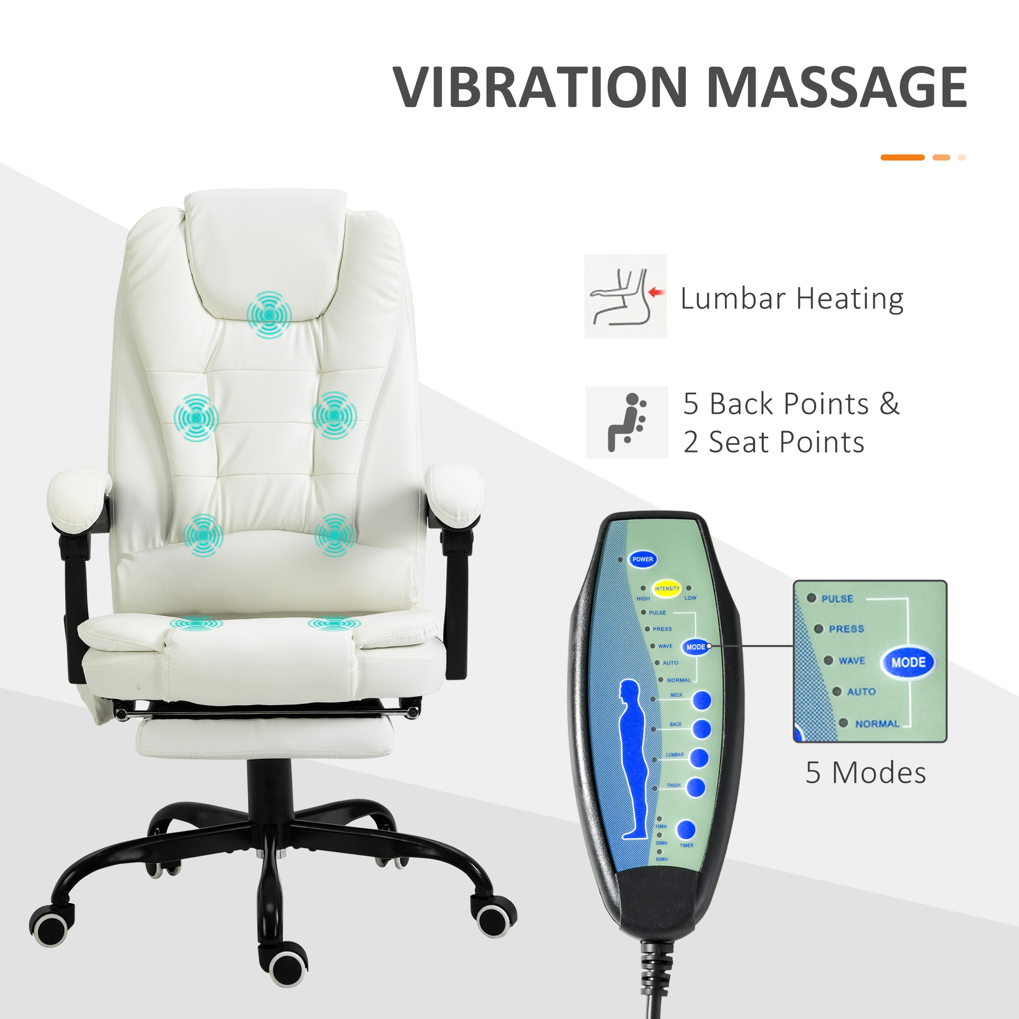 7-Point Vibrating Massage Office Chair High Back Executive β photo 4