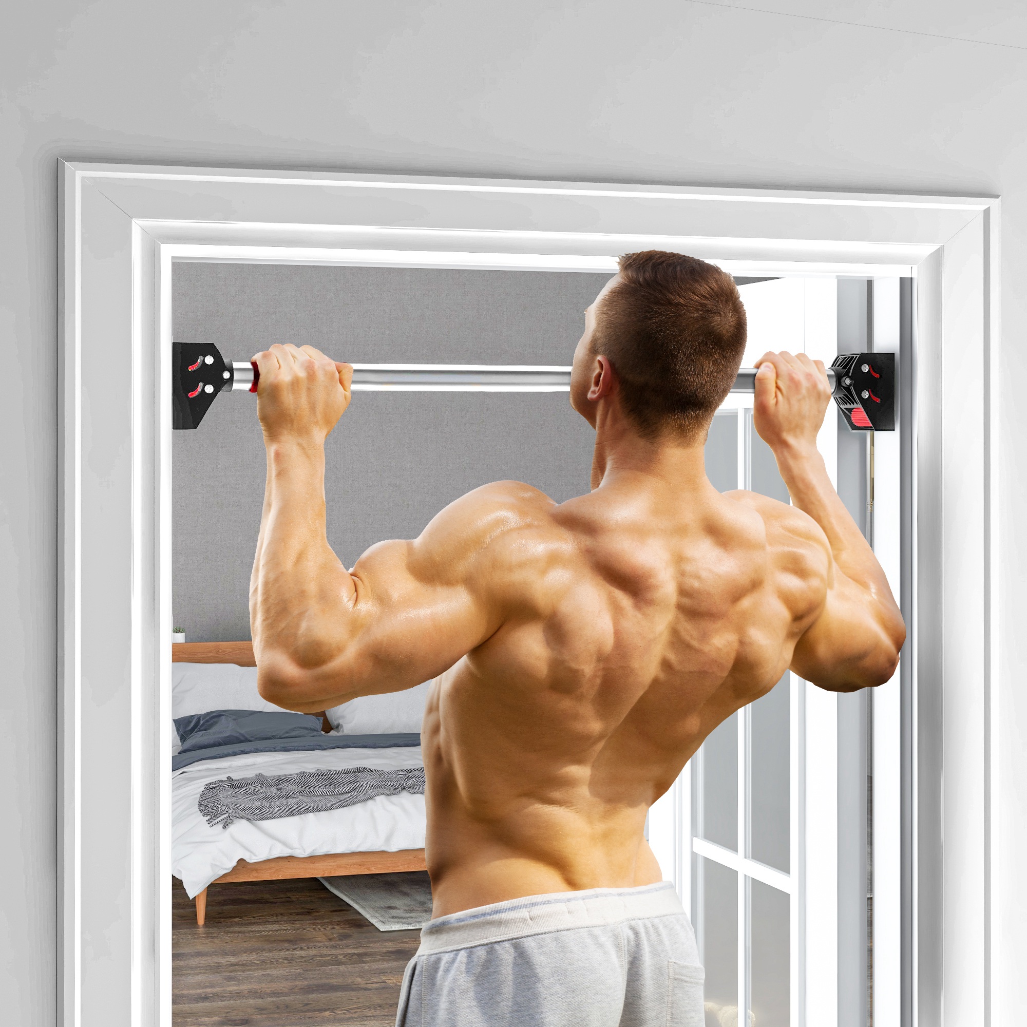 SPORTNOW Doorway Pull Up Bar, No Screws Door Frame Chin Up Adjustable Length — image 3