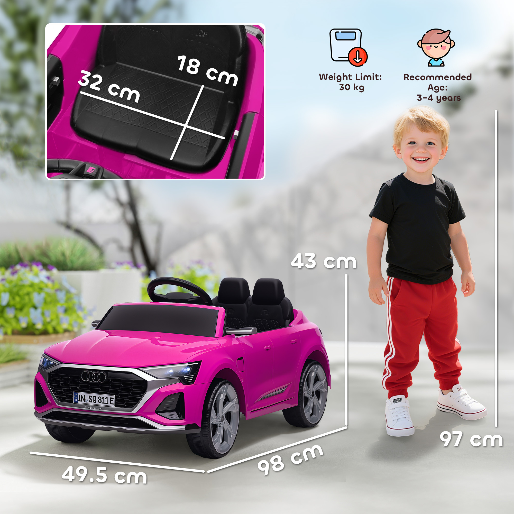 Audi Q8 E-tron Sportback Licensed 12V Ride On Car W Remote, 4 Spring Suspension — image 5