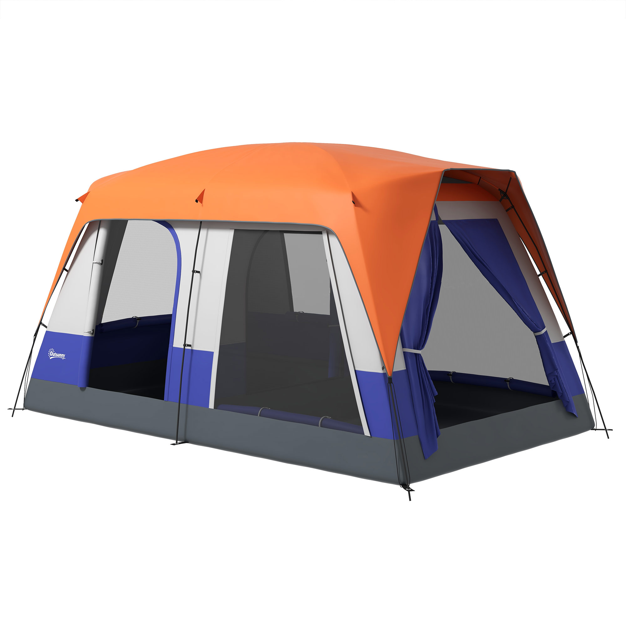 Six-Man Camping Tent, With Small Rainfly And Accessories - Orange - Image 1