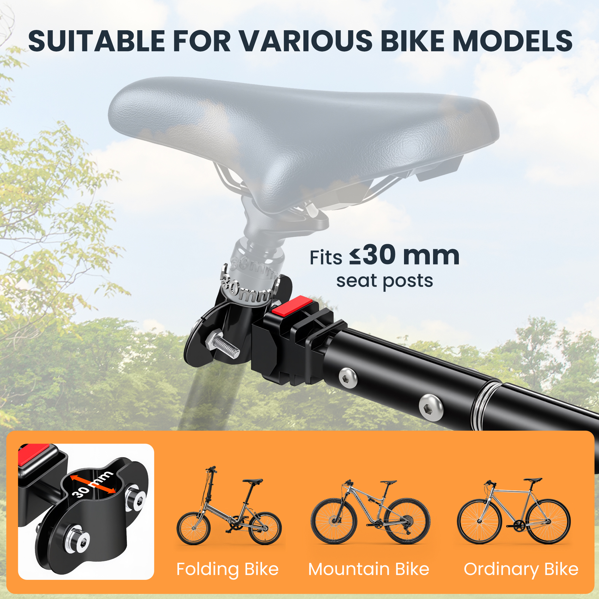 Foldable Bike Cargo Trailer Cart with Hitch β photo 4