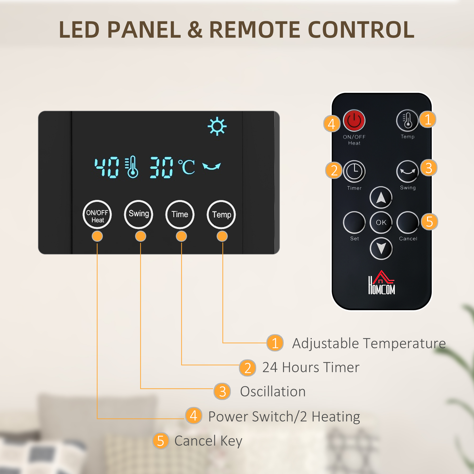 2000W Wall Mounted Heater, 18-45 Temperature, Black — image 4