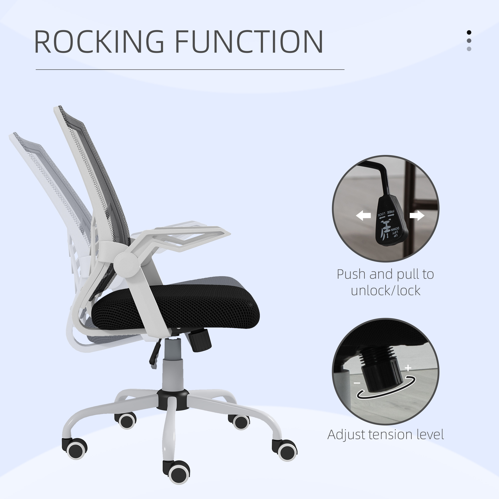 Vinsetto Mesh Office Chair, Computer Desk With Flip-up Armrests, Lumbar Back — image 3