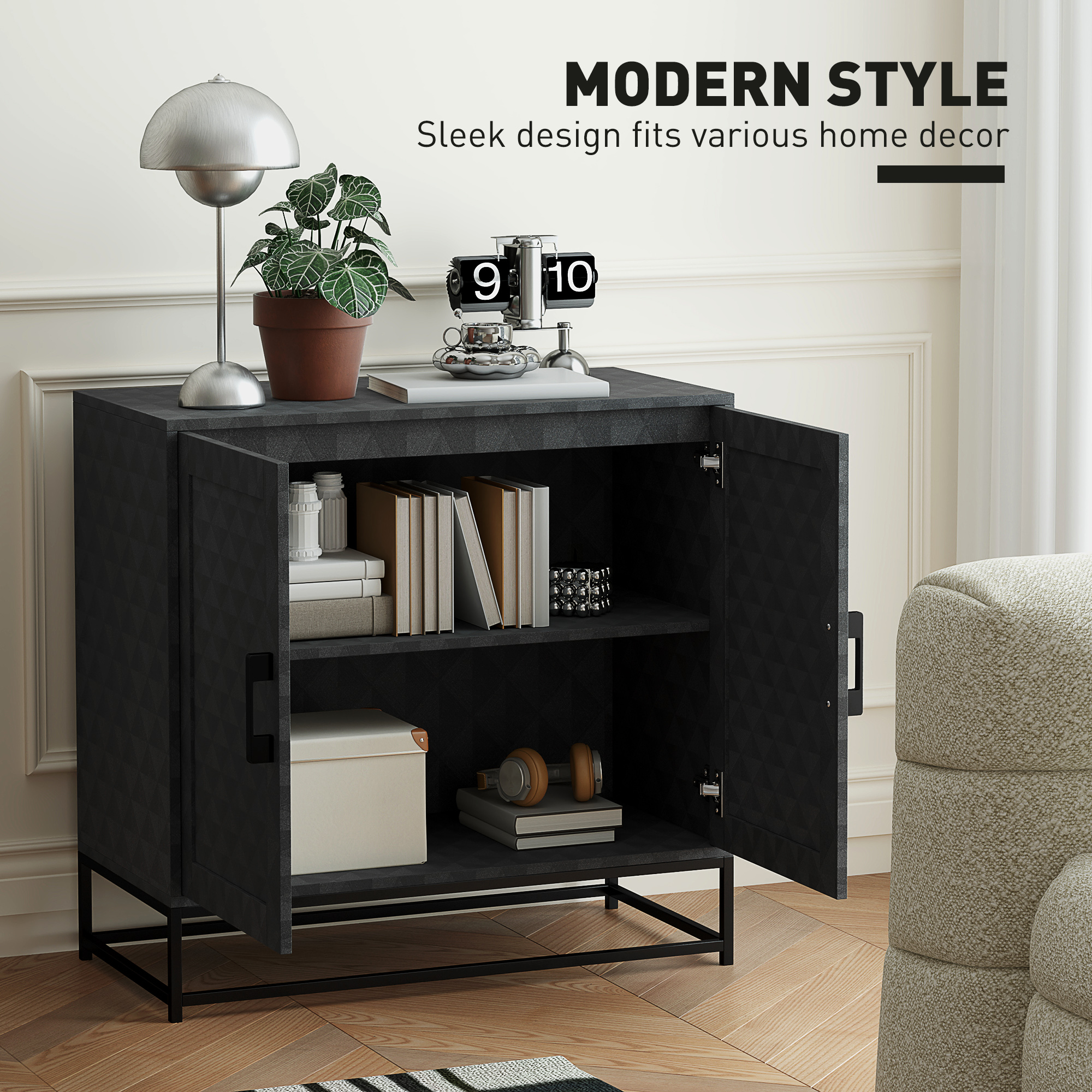Modern Sideboard, Freestanding Storage Cabinet With Adjustable Shelf And 2 — image 3