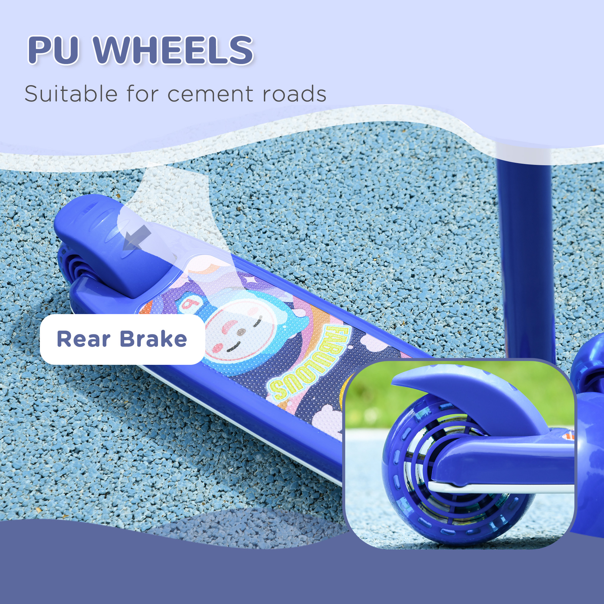 Kids 3 Wheel Scooter For 2-6 Years Old W Adjustable Height, LED Light, TPE — image 2