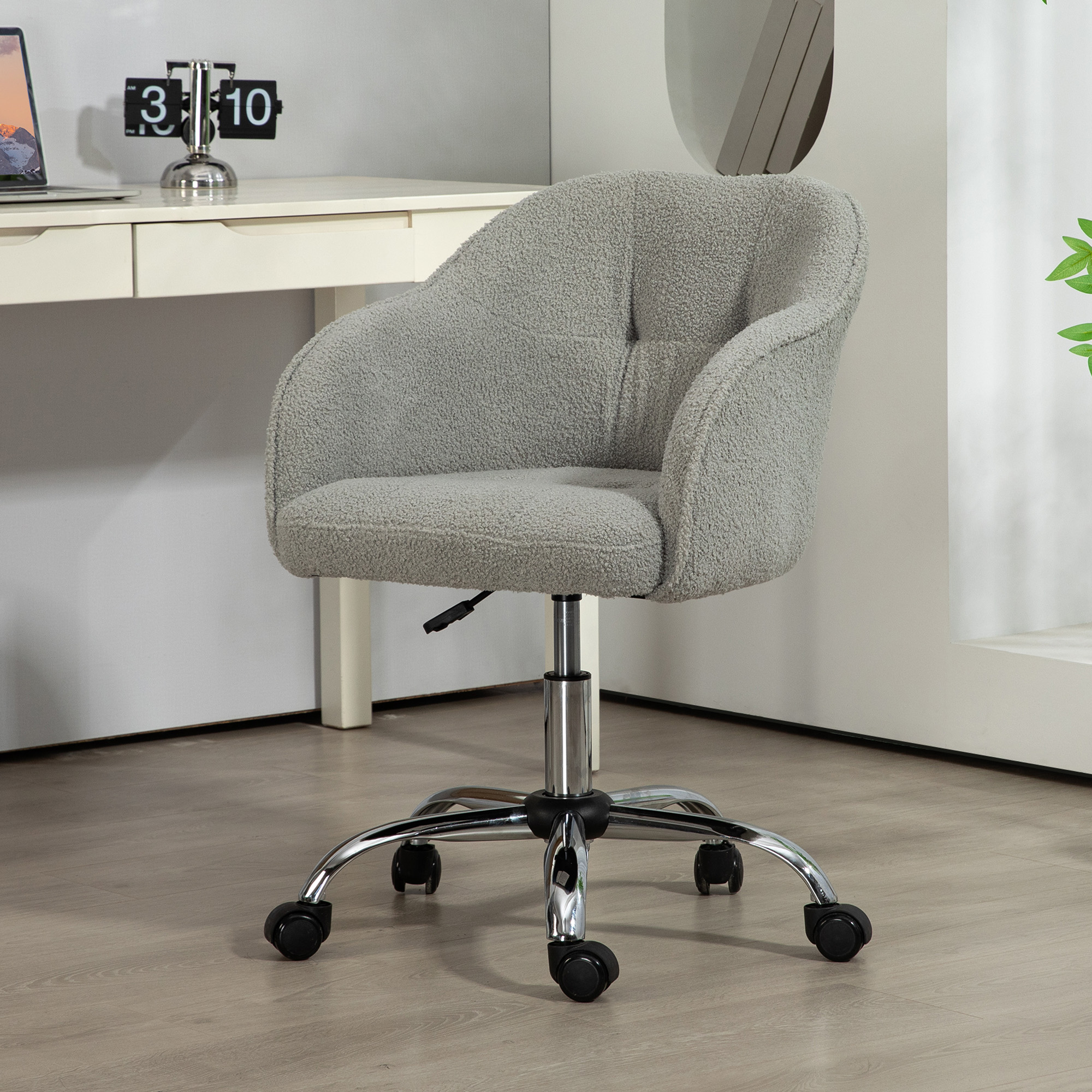 Teddy Fleece Swivel Office Chair - Grey — image 3