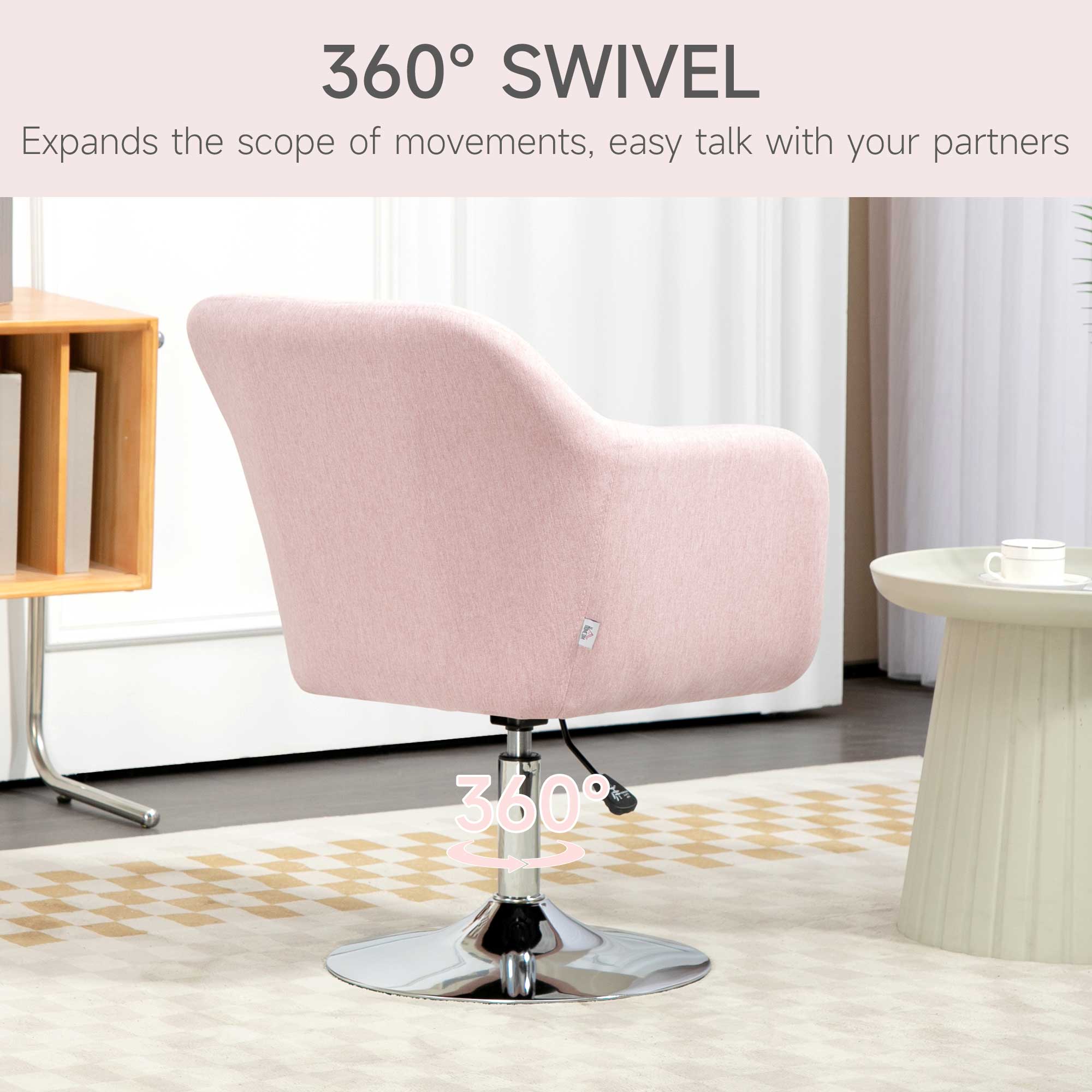 Swivel Linen Fabric Accent Chair For Living Room Contemporary Vanity Armchair — image 2