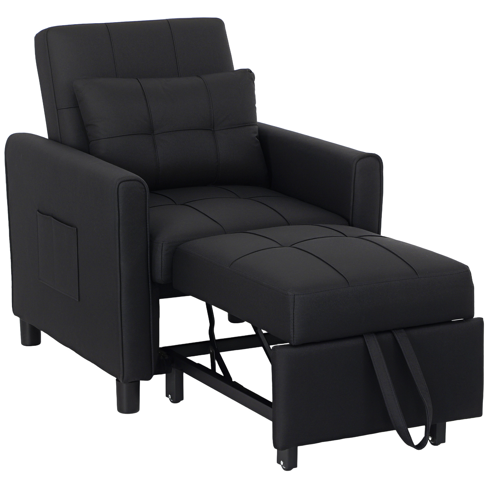 3-In-1 Linen-Look Single Chair Bed With 11cm Thick Adjustable Back & Eucalyptus — image 4