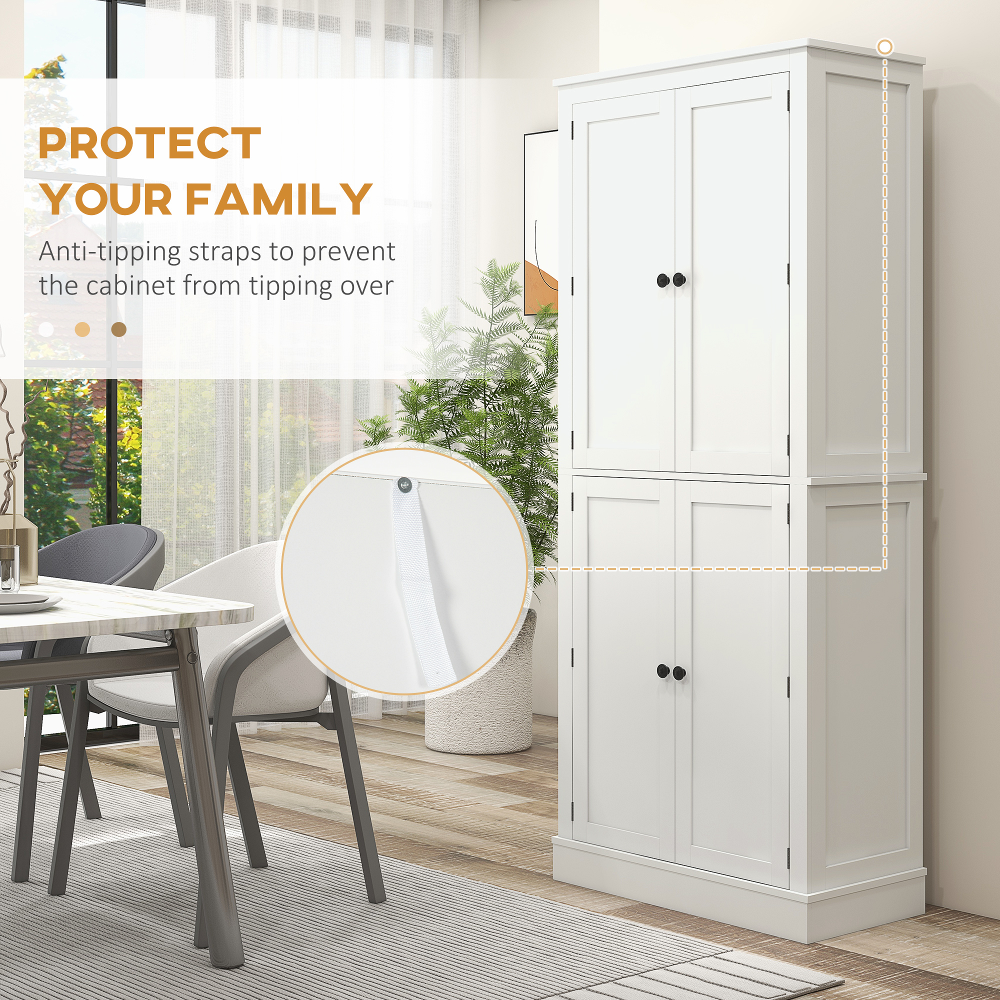 72" Kitchen Pantry Storage Cabinet view 6