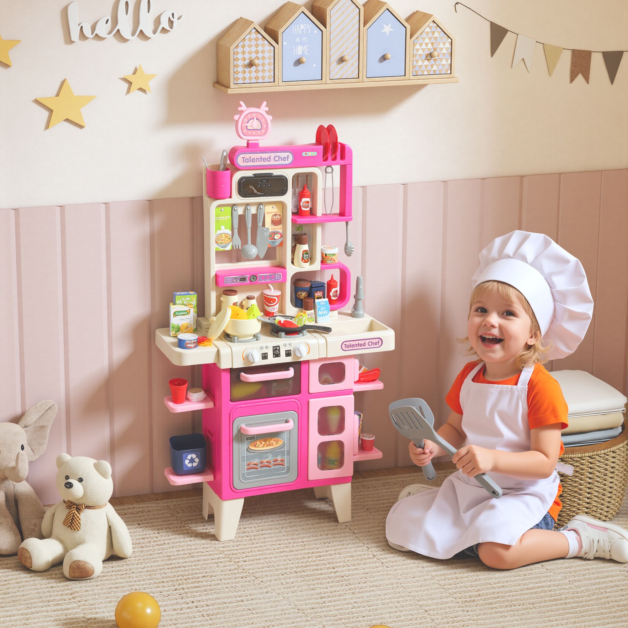 Pretend Play Kitchen Set With Realistic Lights & Sounds, 104PCS Toy Accessories — image 4