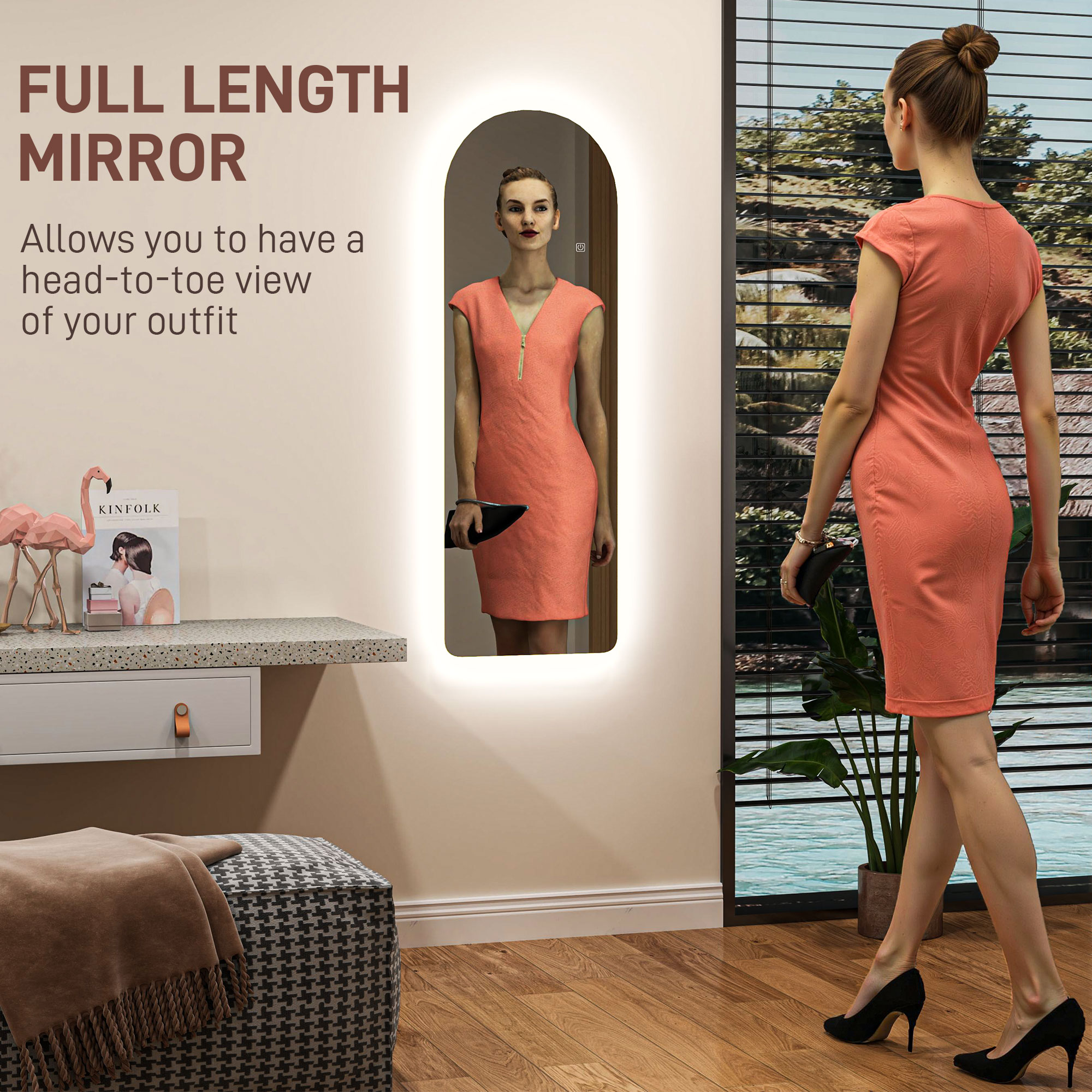 120 X 40cm Arch Mirror, With LED Lights — image 3