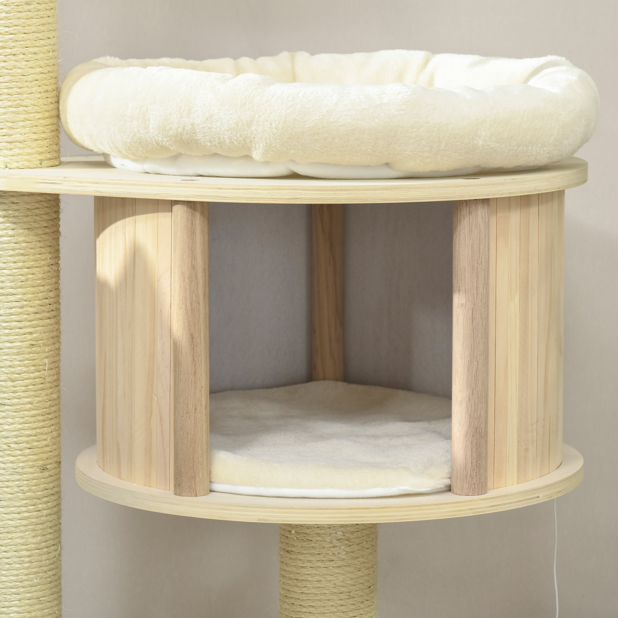  Cat Tree, 3 Level Cat Tower with Scratching Posts, Bed, Condo, Badminton Toys, for Multiple Kittens