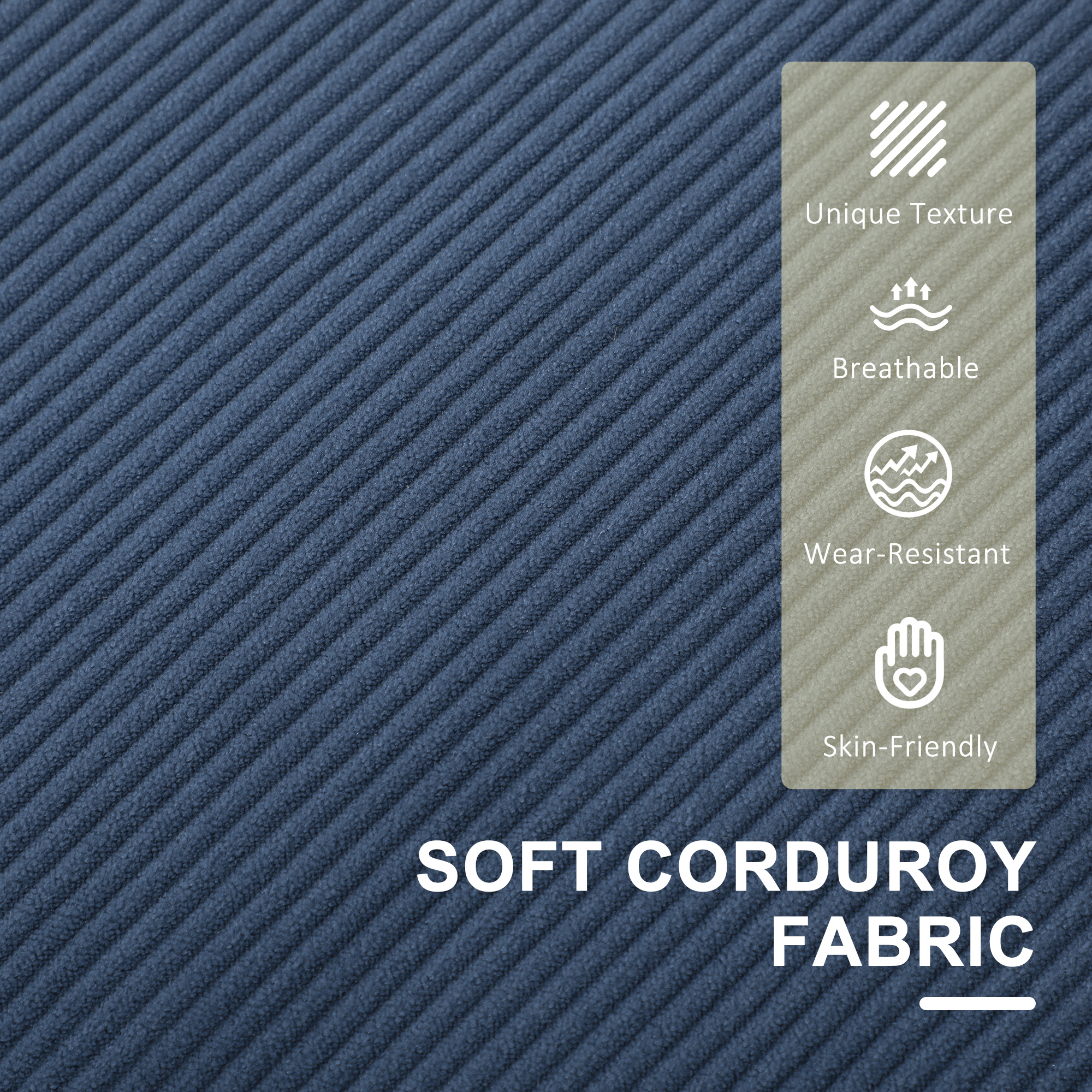 Small Two-Seater Corduroy Sofa - Blue — image 4