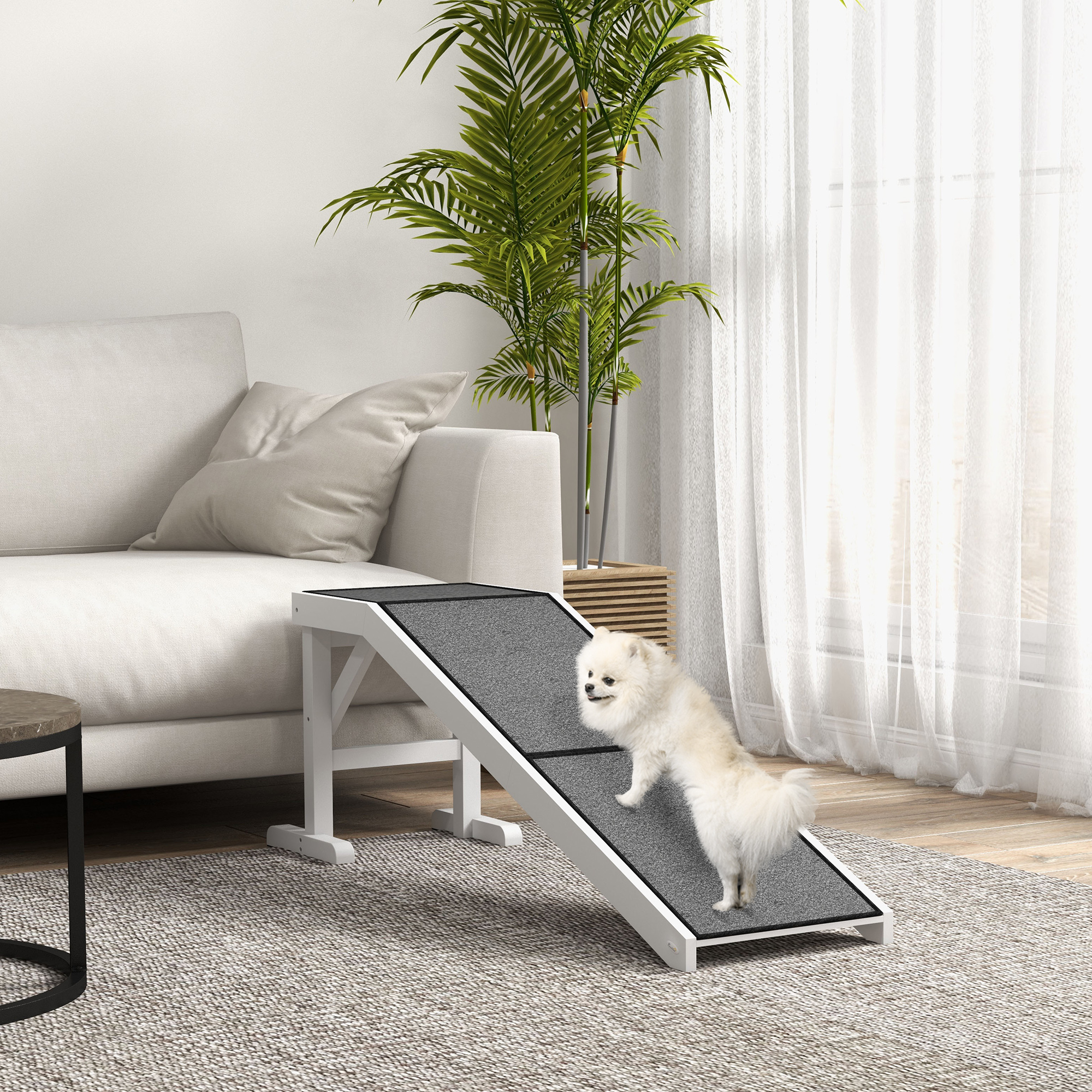  60" Pet Ramp for Dogs & Cats with Non-Slip Carpet, White