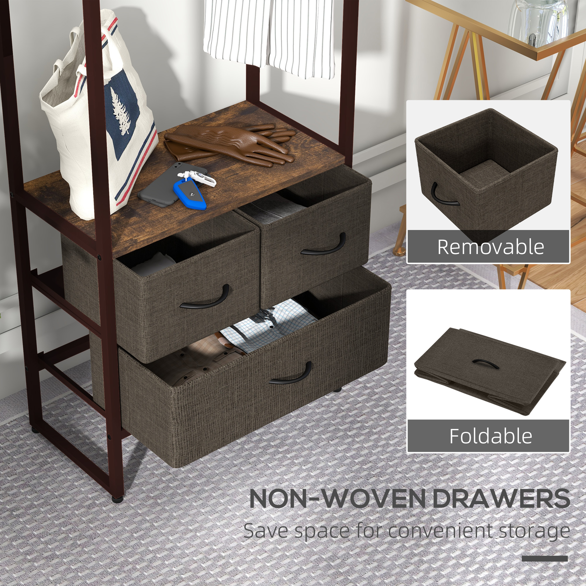 Compact Clothes Rail, With Drawers And Shelf — image 5