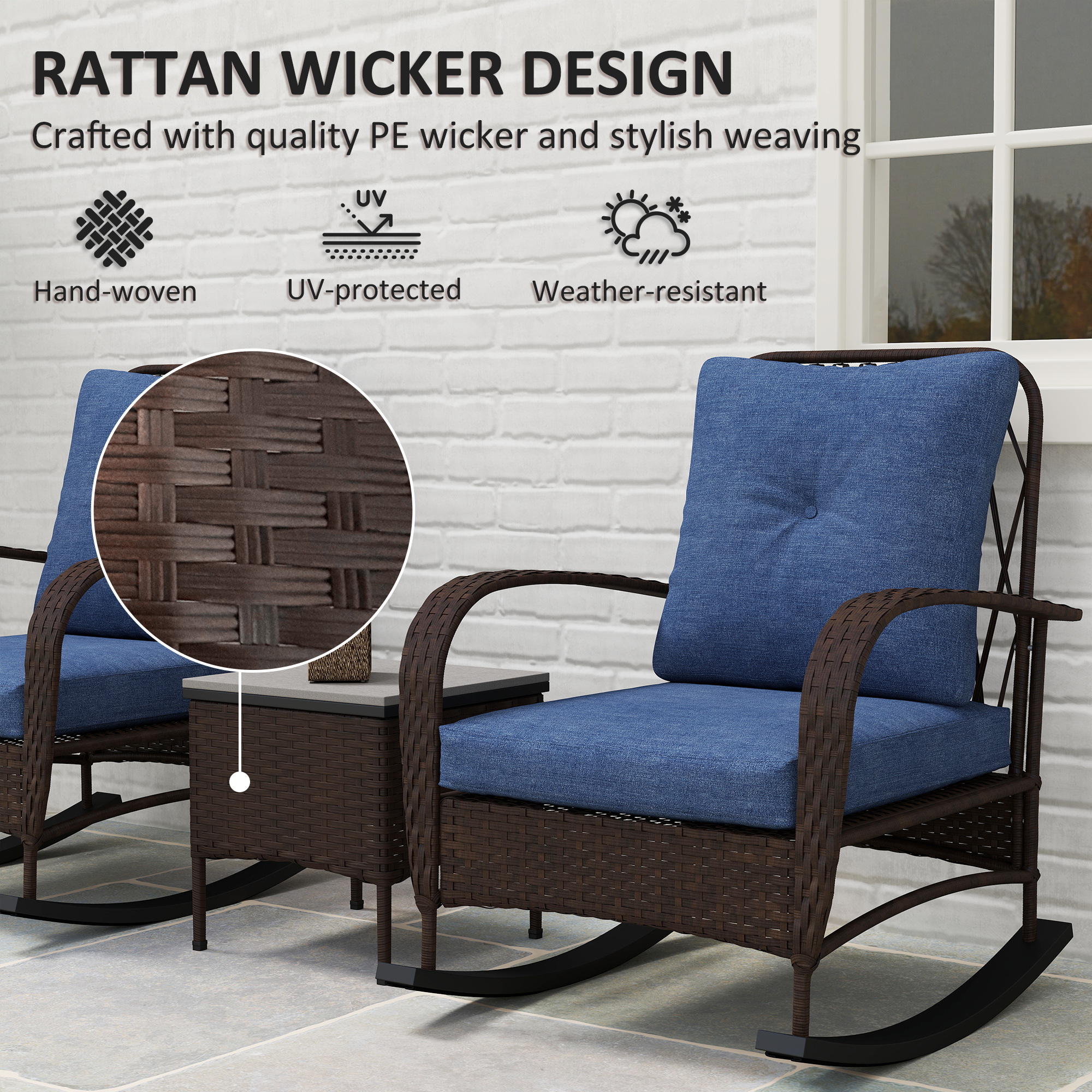 Wicker Patio Rocking Chair Set, picture 3 of 5