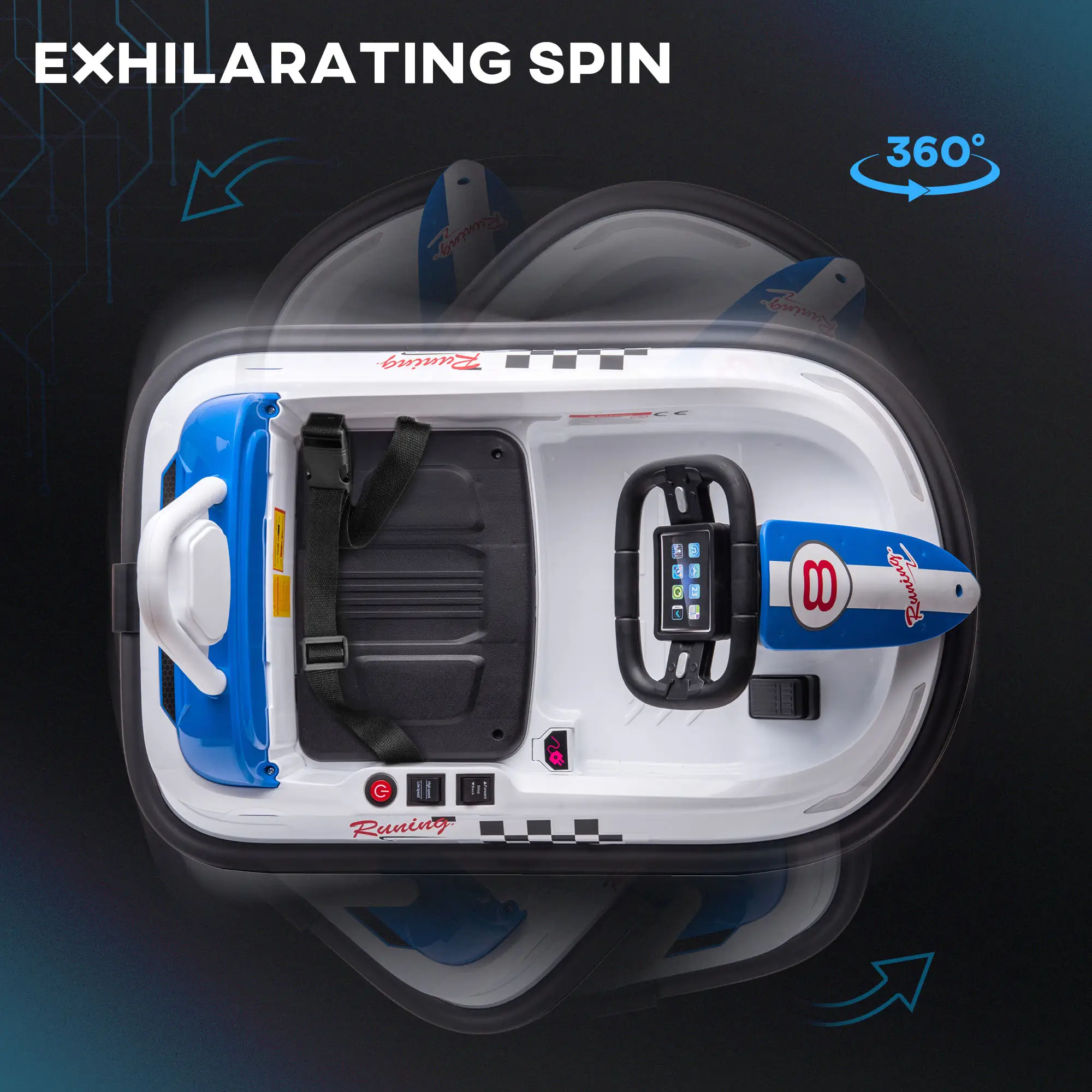 Bumper Car for Kids, 360° Rotation 6V Electric Ride On Bumper, White