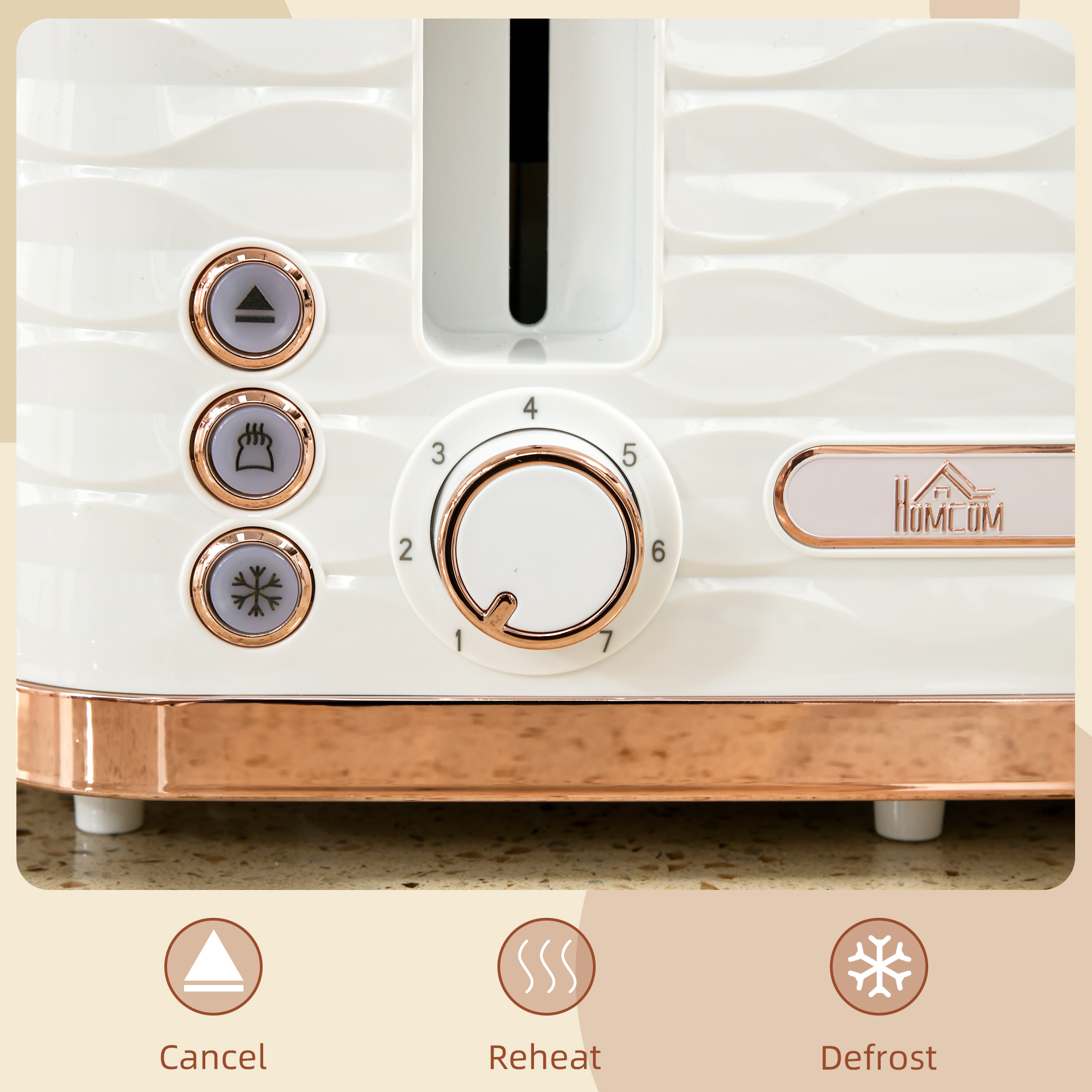 Four-Slice Rippled Toaster - White — image 2