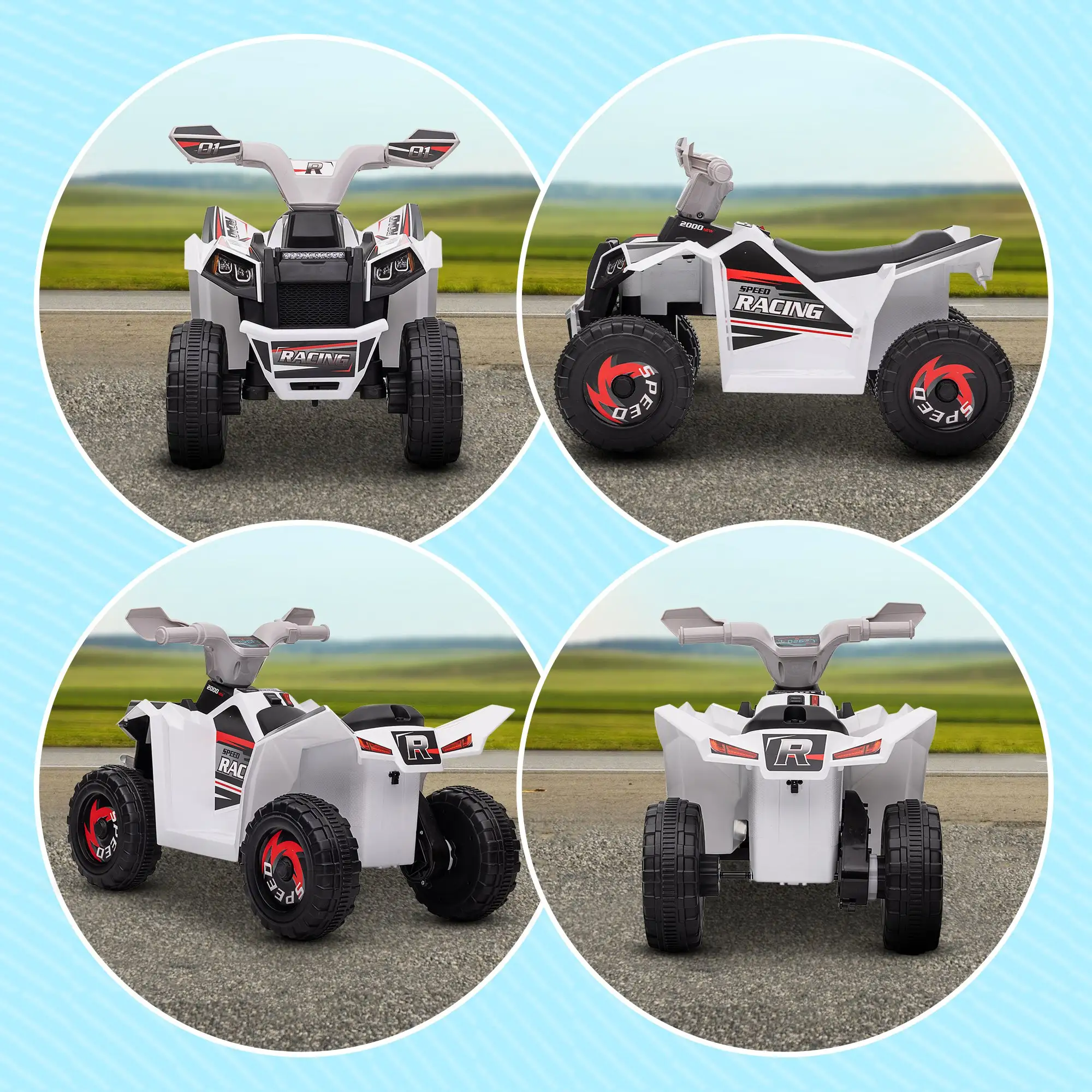 6V Electric Toy Car with Forward Backward, Wear-Resistant Wheels for Ages 18-36 Months, White