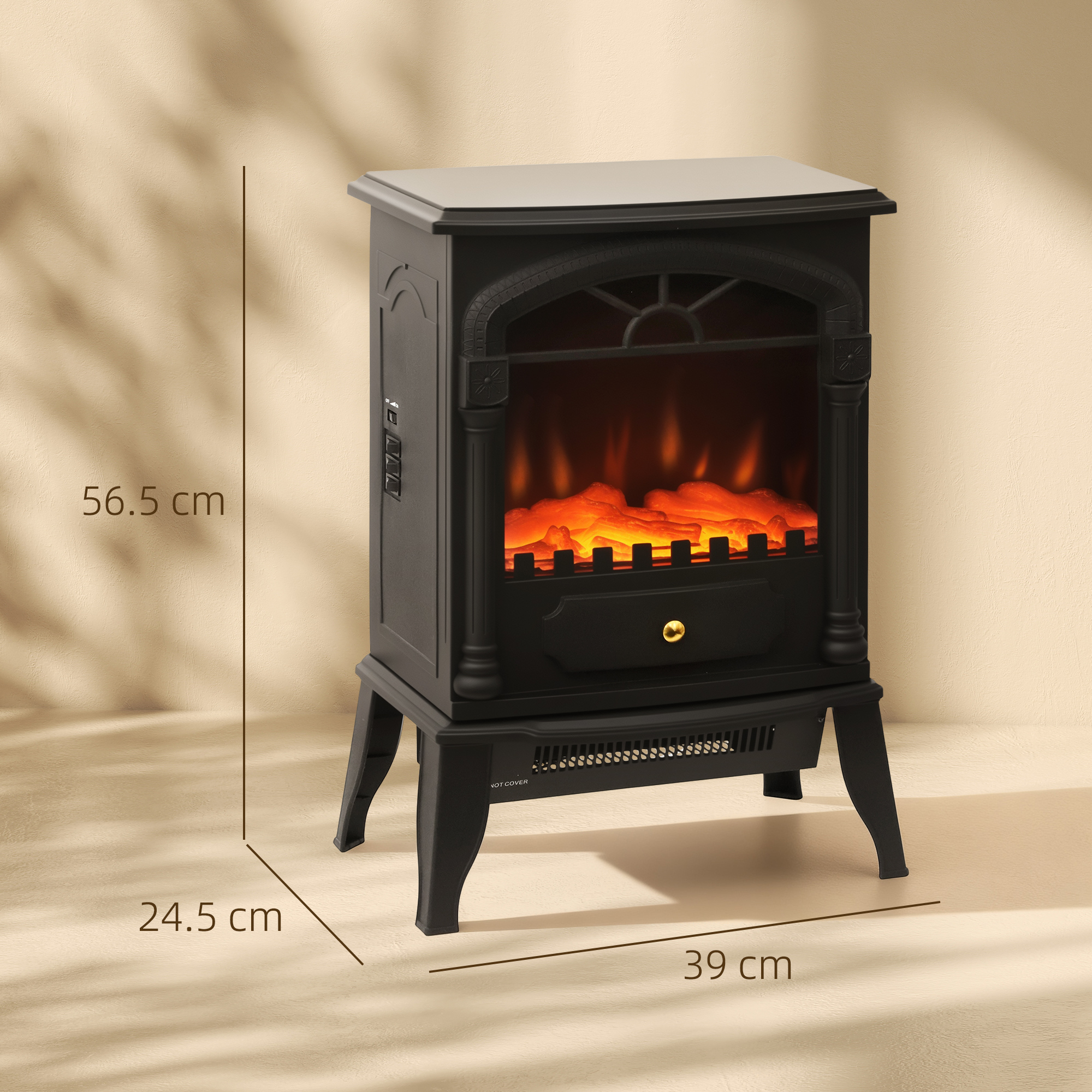 Electric Fireplace Stove Heater With 3D Flame Effect, 2000W1000W, Freestanding — image 5
