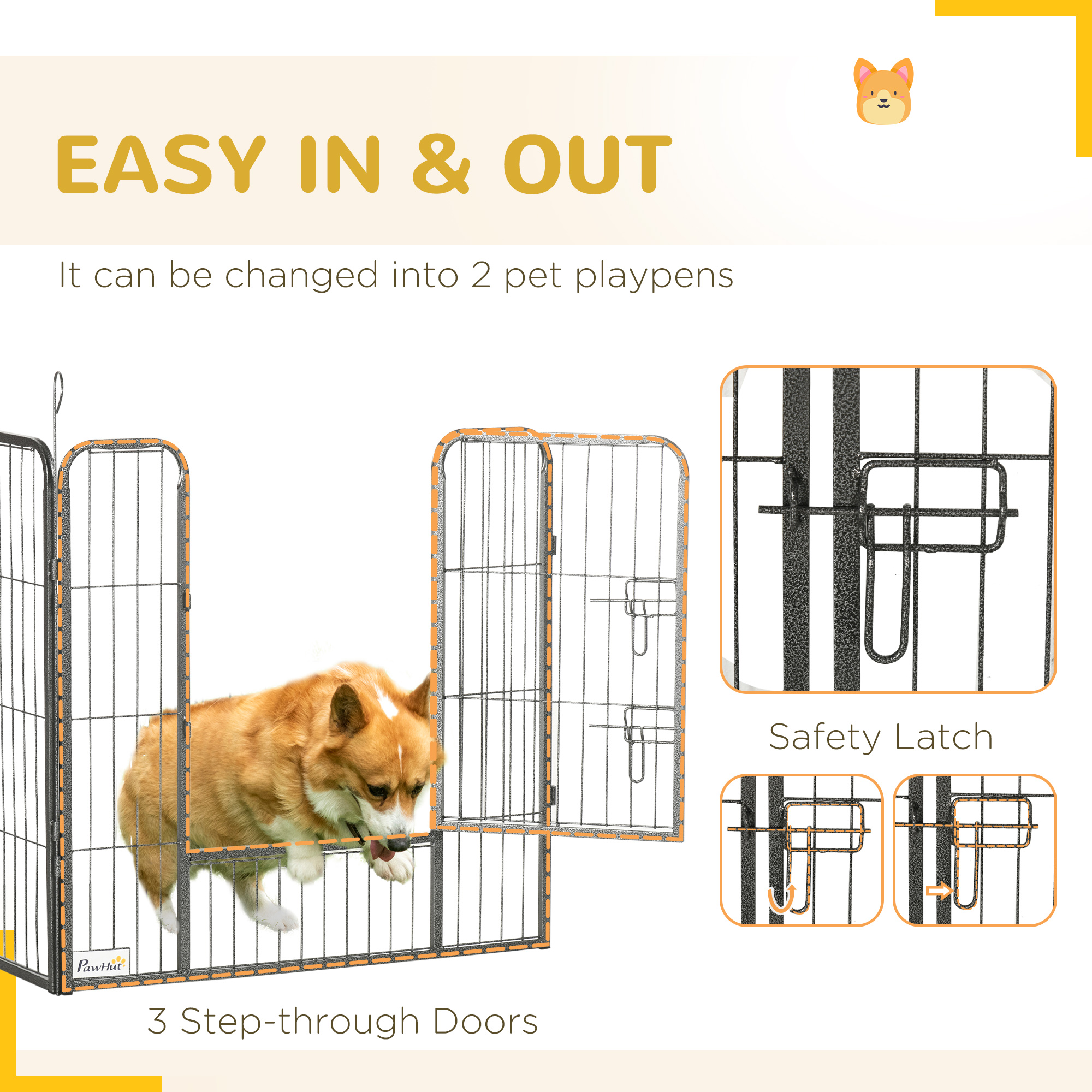  24 Panel Dog Playpen for Small and Medium Dogs with Lockable Door, 15.7' x 15.7' x 2.6'