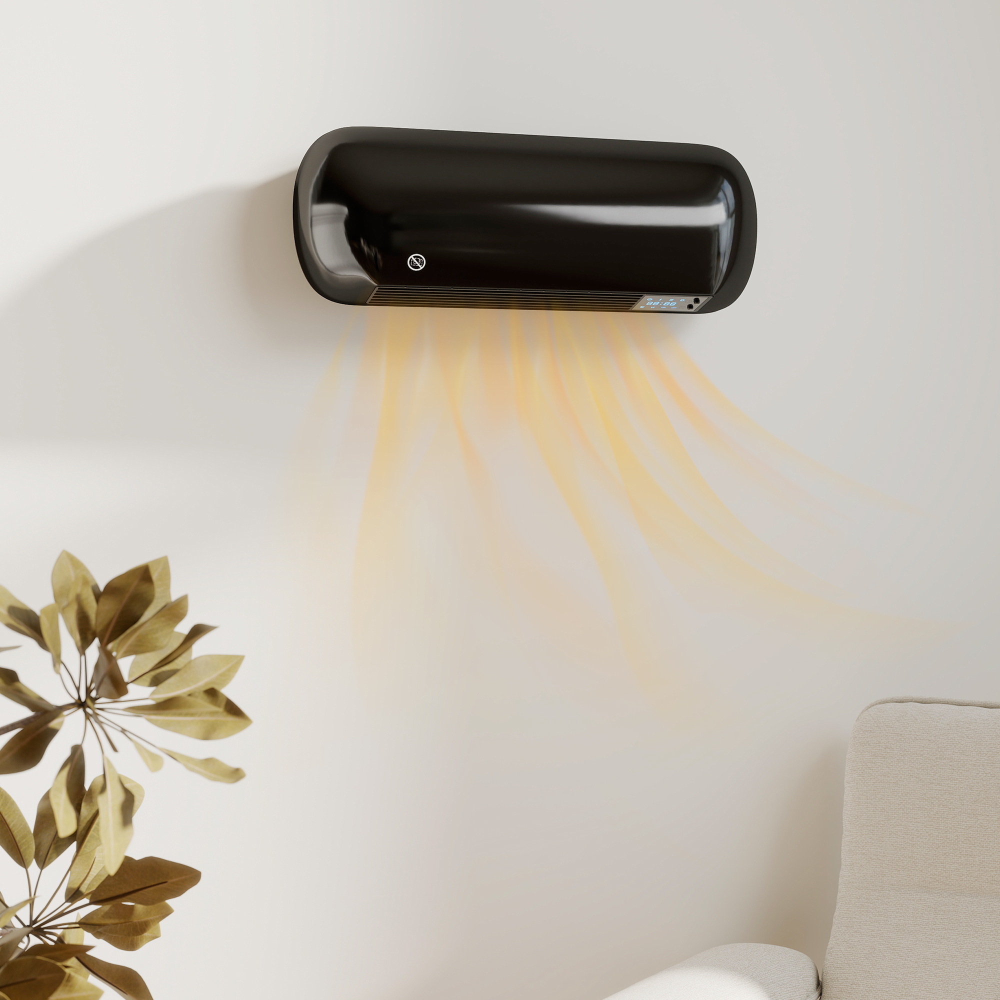 2000W Ceramic Electric Heater With Fan, Adjustable Thermostat, Wall Mounted — image 4