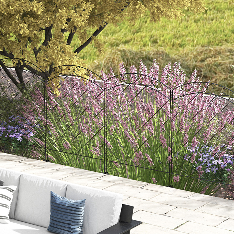 4 Pack Garden Fencing for Yard, Decorative Fence Panels as Animal Barrier and Flower Edging, Swirls