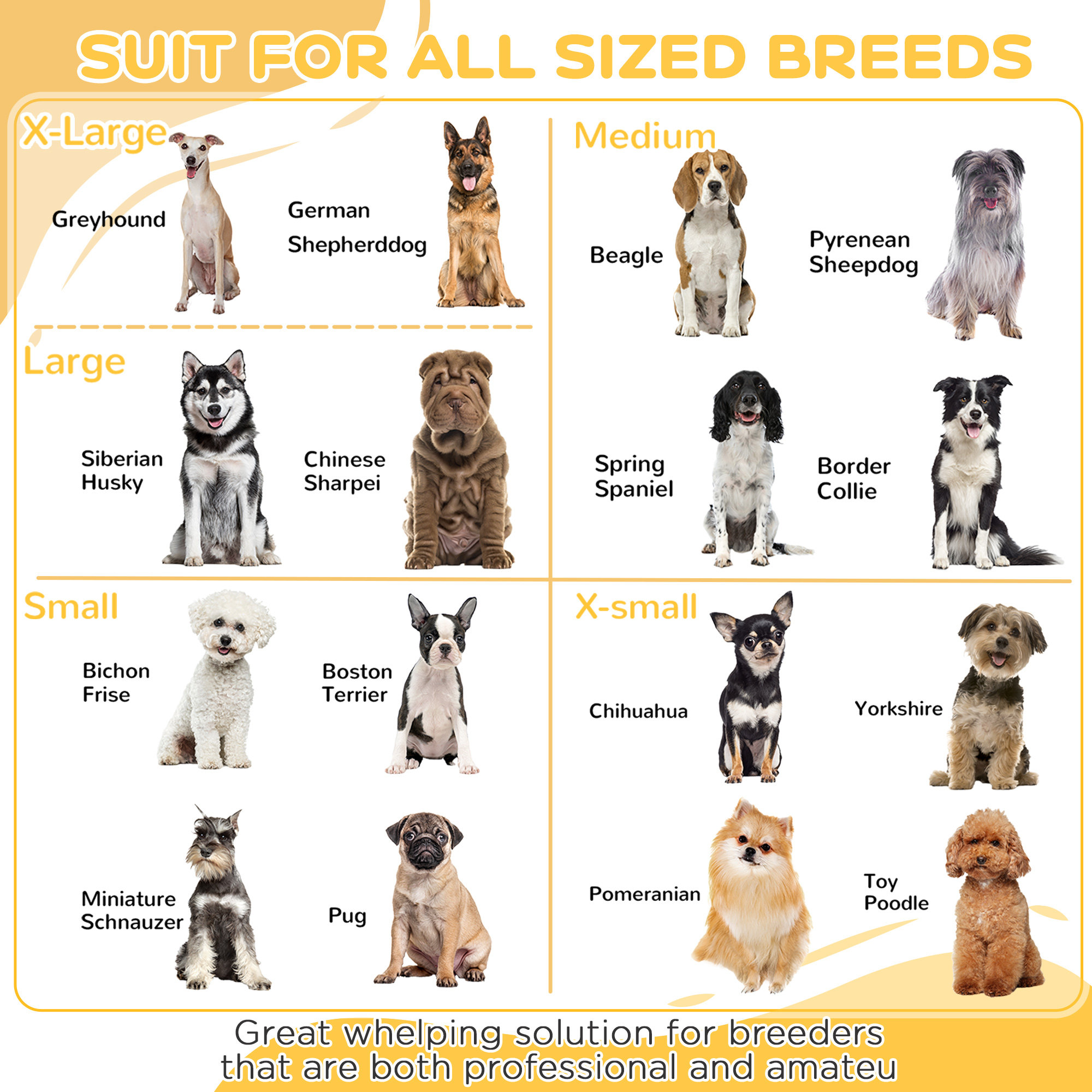  Whelping Box for Puppies with Pee Pad, Pig Rail, Adjustable Door for Small, Medium & Large Breed Dogs Birth, 49" x 48"