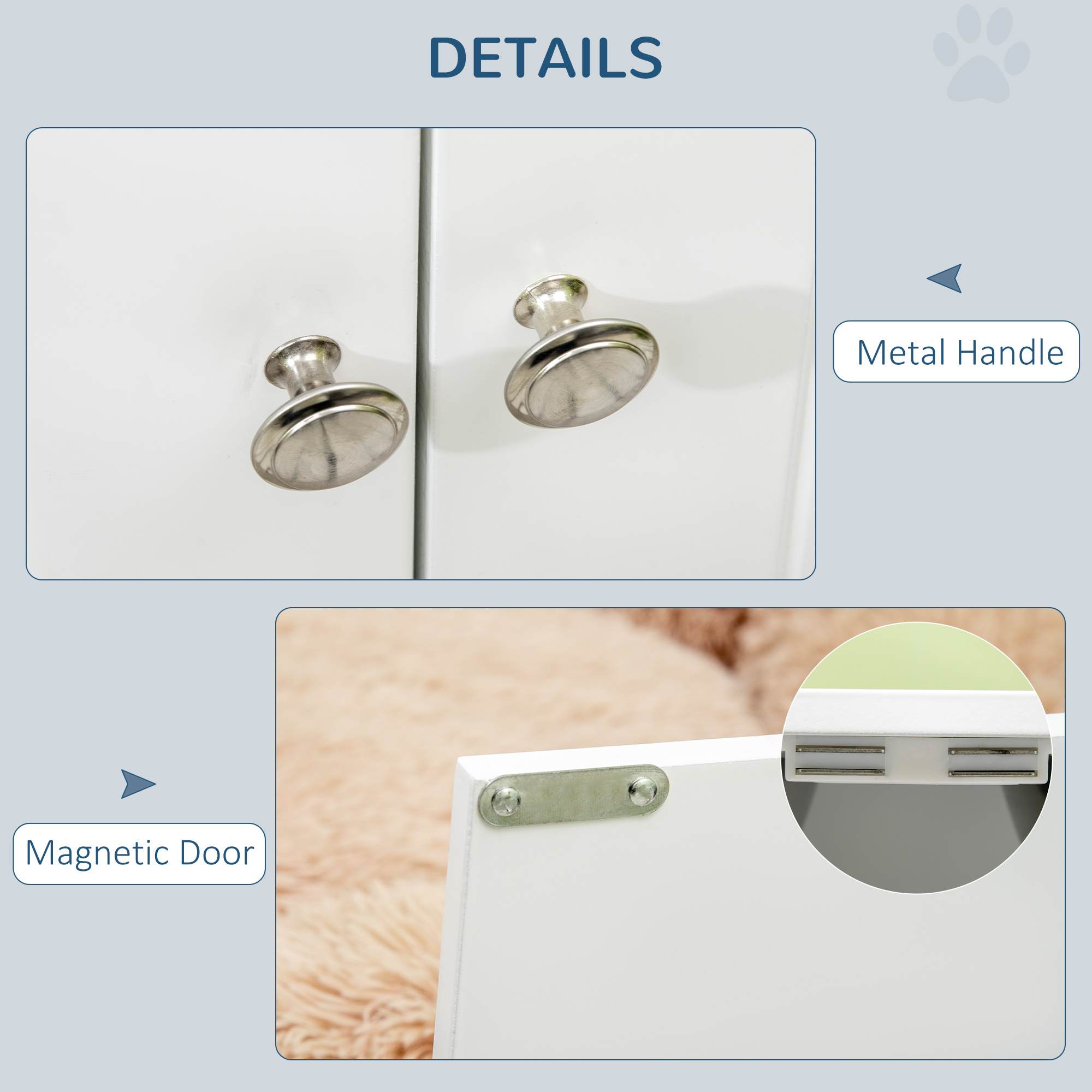  Large Elevated Dog Bowls with Storage Cabinet Containing Large 44L Capacity, Raised Dog Bowl Stand Pet Food Bowl Pet Feeding Station, White