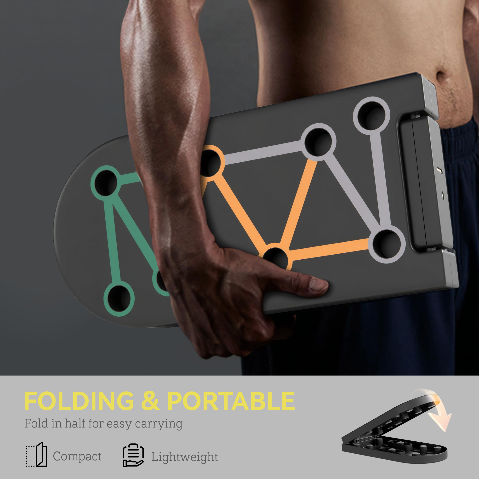 SPORTNOW Foldable Push Up Board With Non-Slip Pads, For Chest, Arms, Shoulders — image 2