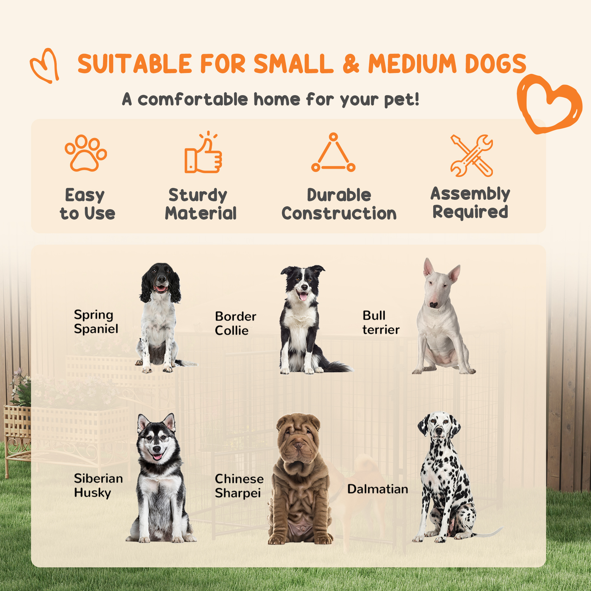  4.6' x 4.6' x 5' Dog Kennel Outdoor with Waterproof Canopy, Large Door