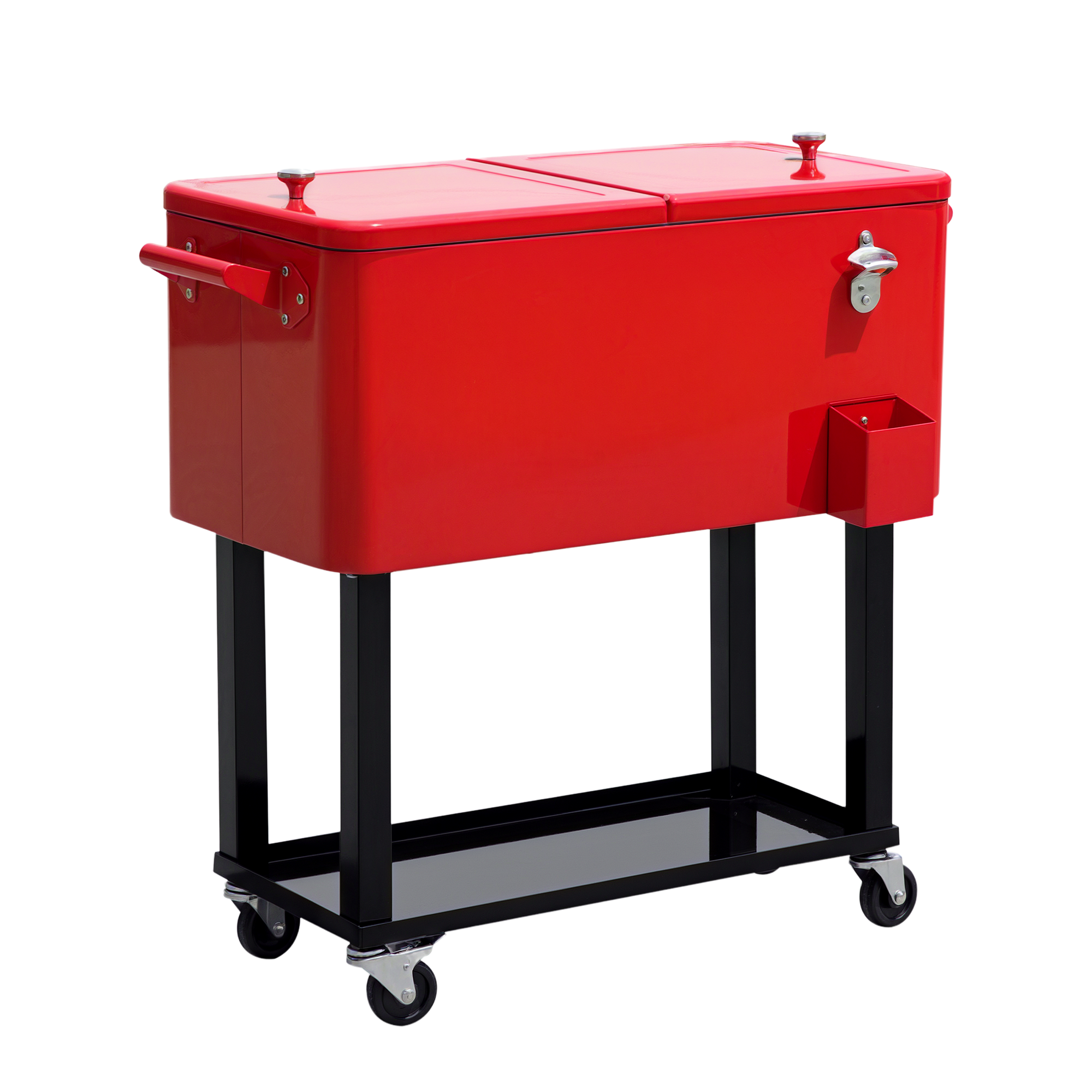 Cart Ice Chest On Wheels Outdoor Drink Patio Party Red