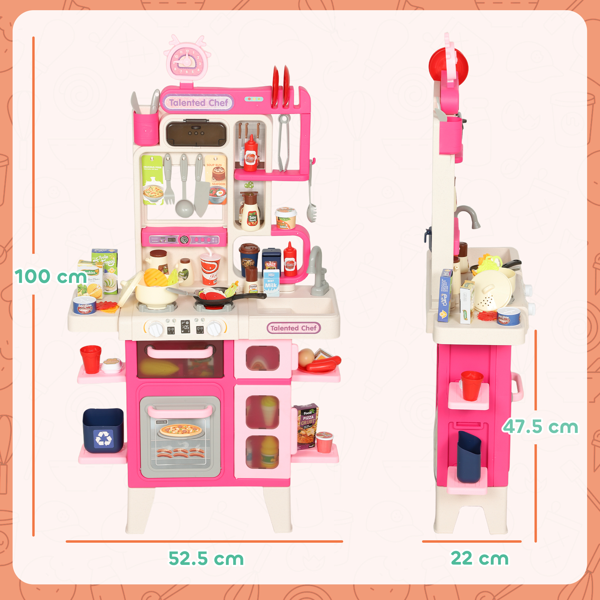 Pretend Play Kitchen Set With Realistic Lights & Sounds, 104PCS Toy Accessories — image 5